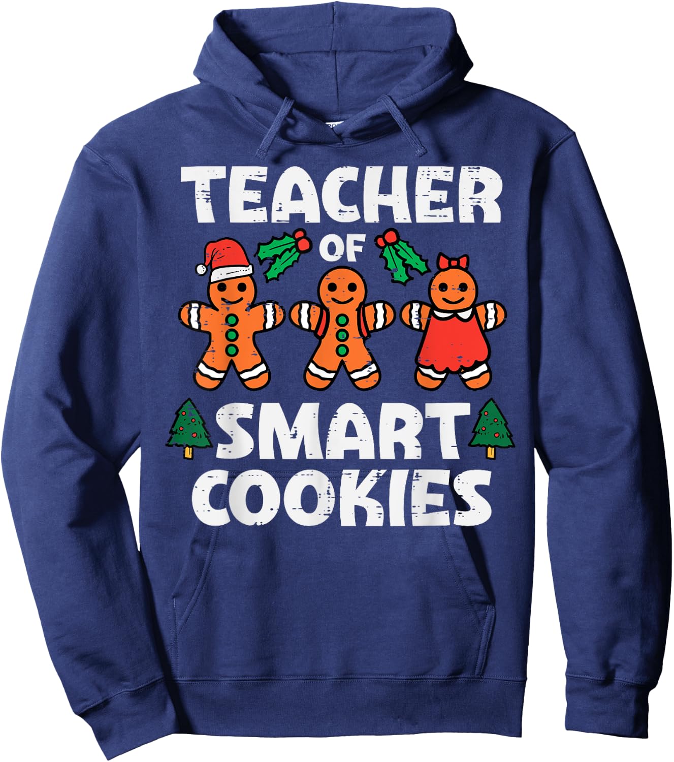 Teacher Of Smart Cookies Retro Gingerbread Xmas Men Women Hoodie - Hoodie | Navy