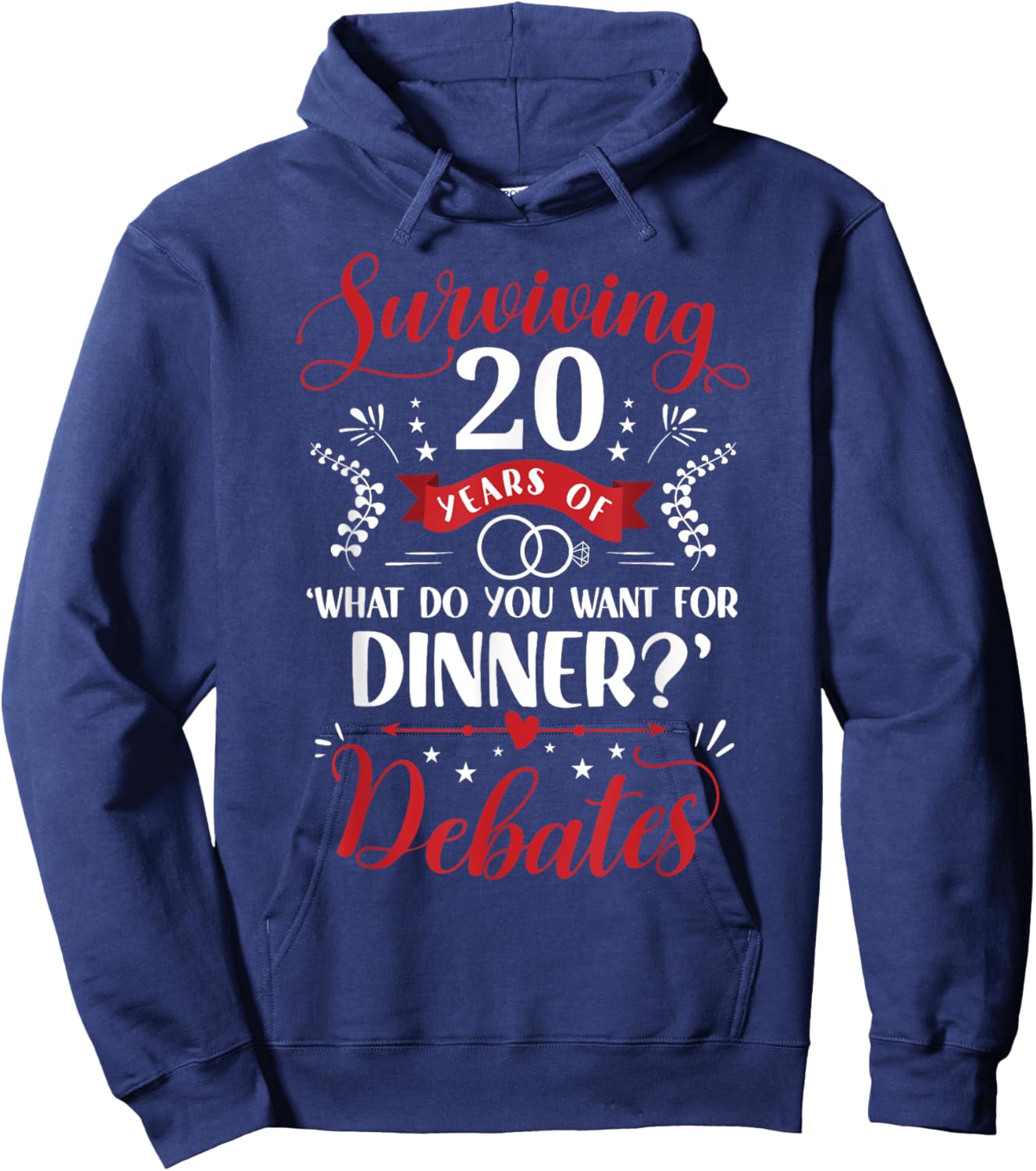 Funny Married Couples Him or Her | 20th Wedding Anniversary Hoodie - Hoodie | Navy