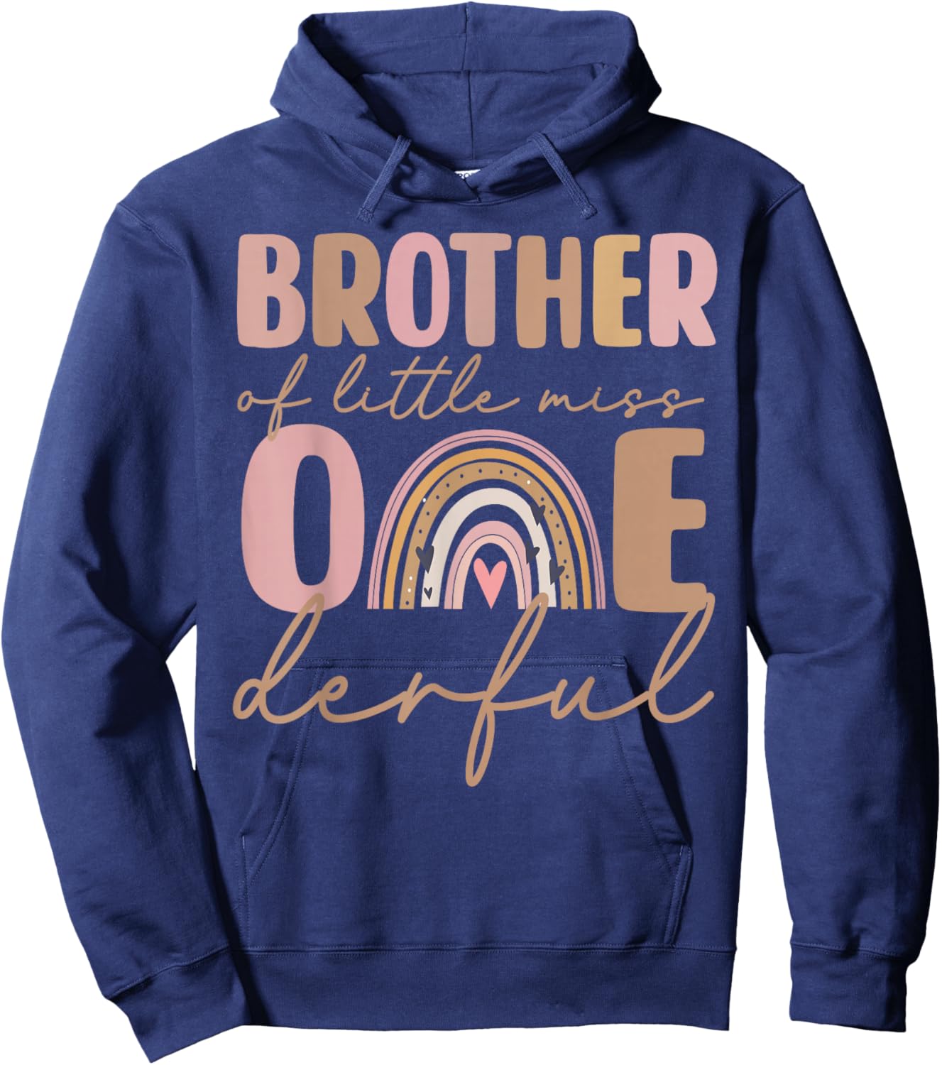 Brother of Little Miss Onederful First Birthday Boho Rainbow Hoodie - Hoodie | Navy