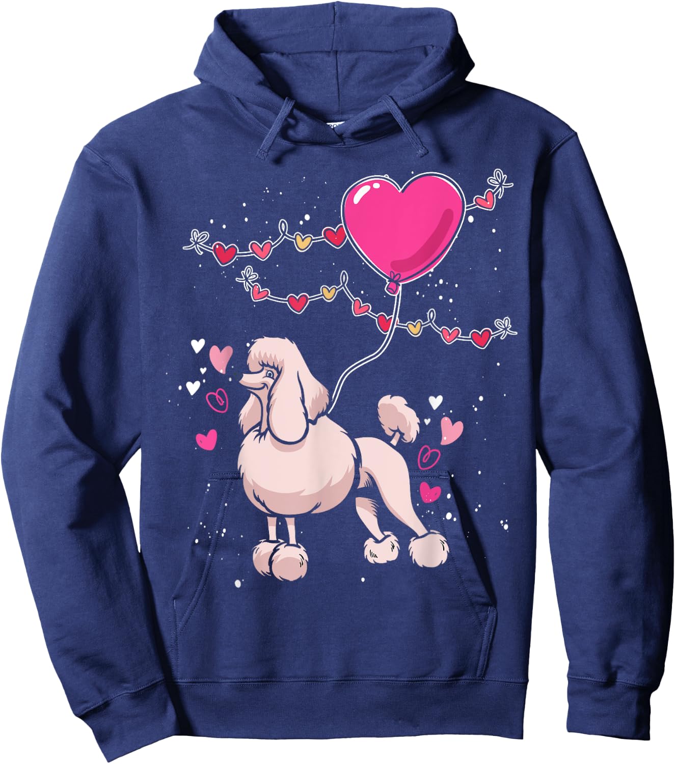 Heart Balloons Poodle Hoodie - Hoodie | Navy