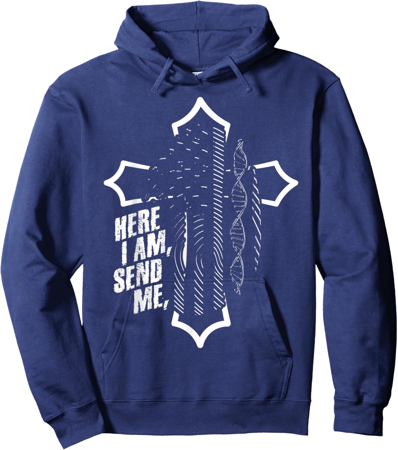 Here I Am Send Me - Isaiah 6:8 Scripture Flag Bible Verse Hoodie - Hoodie | Navy