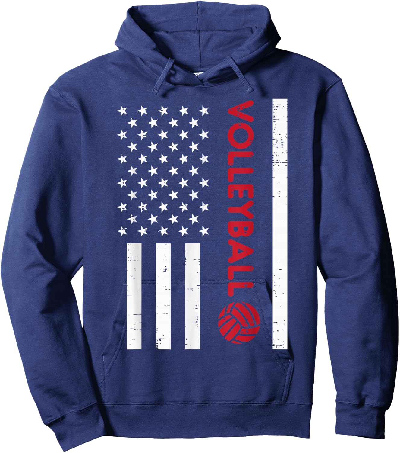 US Flag Red Volleyball Vintage Patriotic Men Women Kids Hoodie - Hoodie | Navy