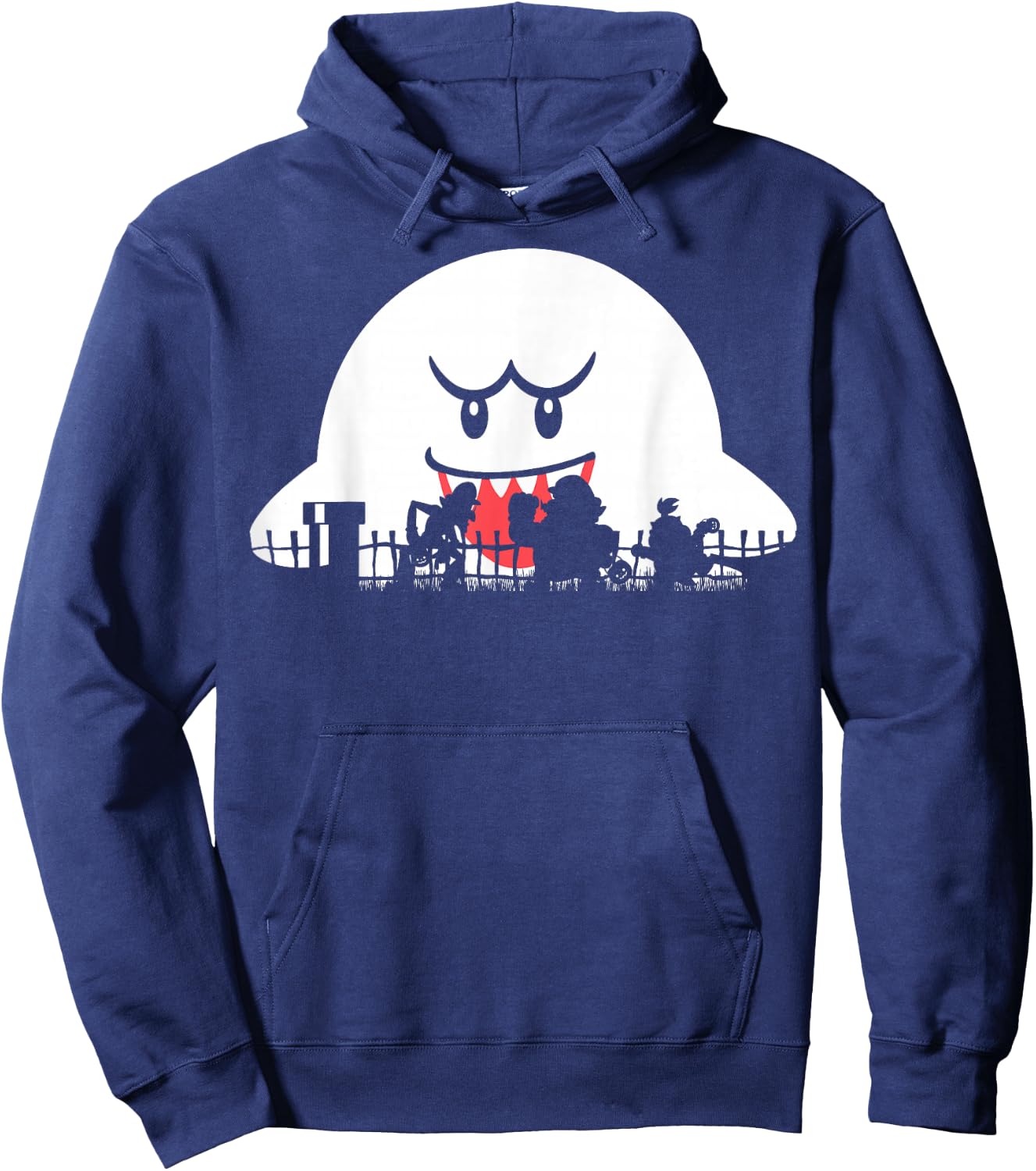 Super Mario Boo Trick Or Treat Halloween Silhouette Hoodie - Hoodie | Navy