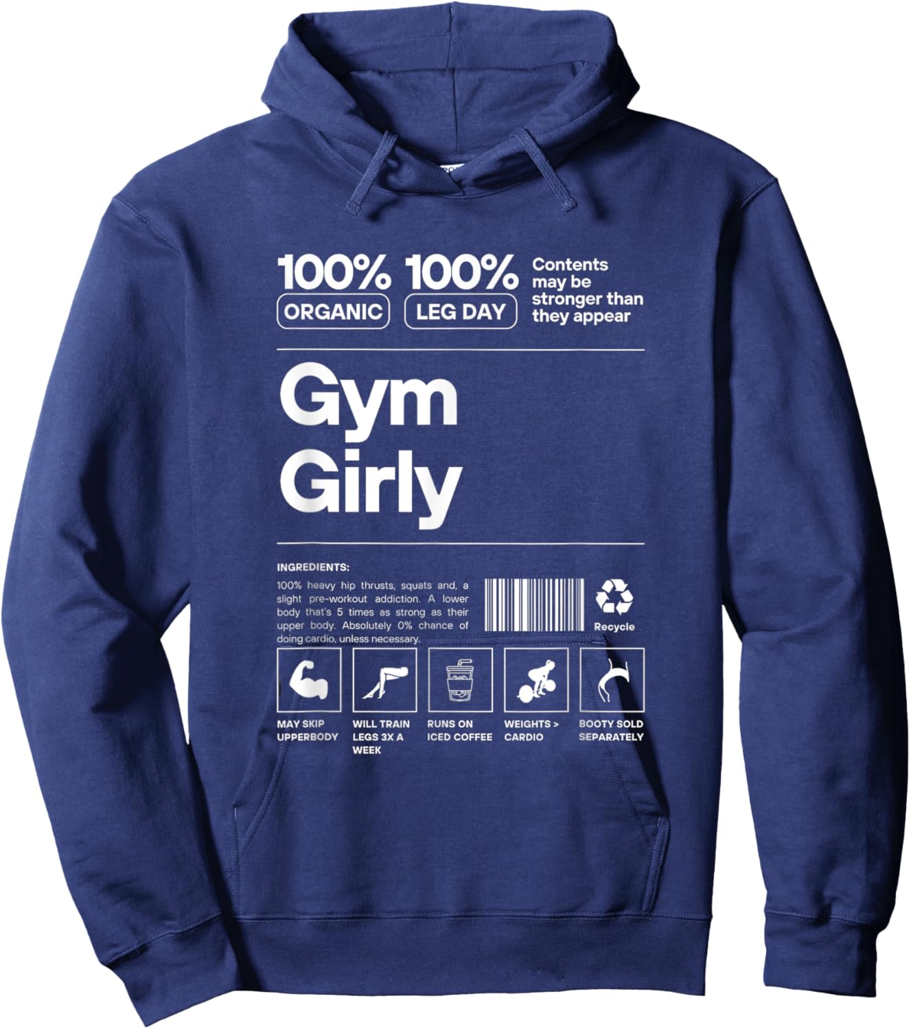 100% Organic Gym Girly - Muscle Mommy Pump Cover Statement Hoodie - Hoodie | Navy