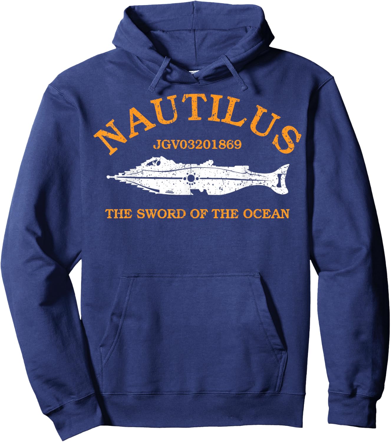 Vintage The Nautilus Black Retro Animal Graphic , -Adults, Small, Short Sleeve, Classic Fit, Cotton 90% Polyester 10% Hoodie - Hoodie | Navy