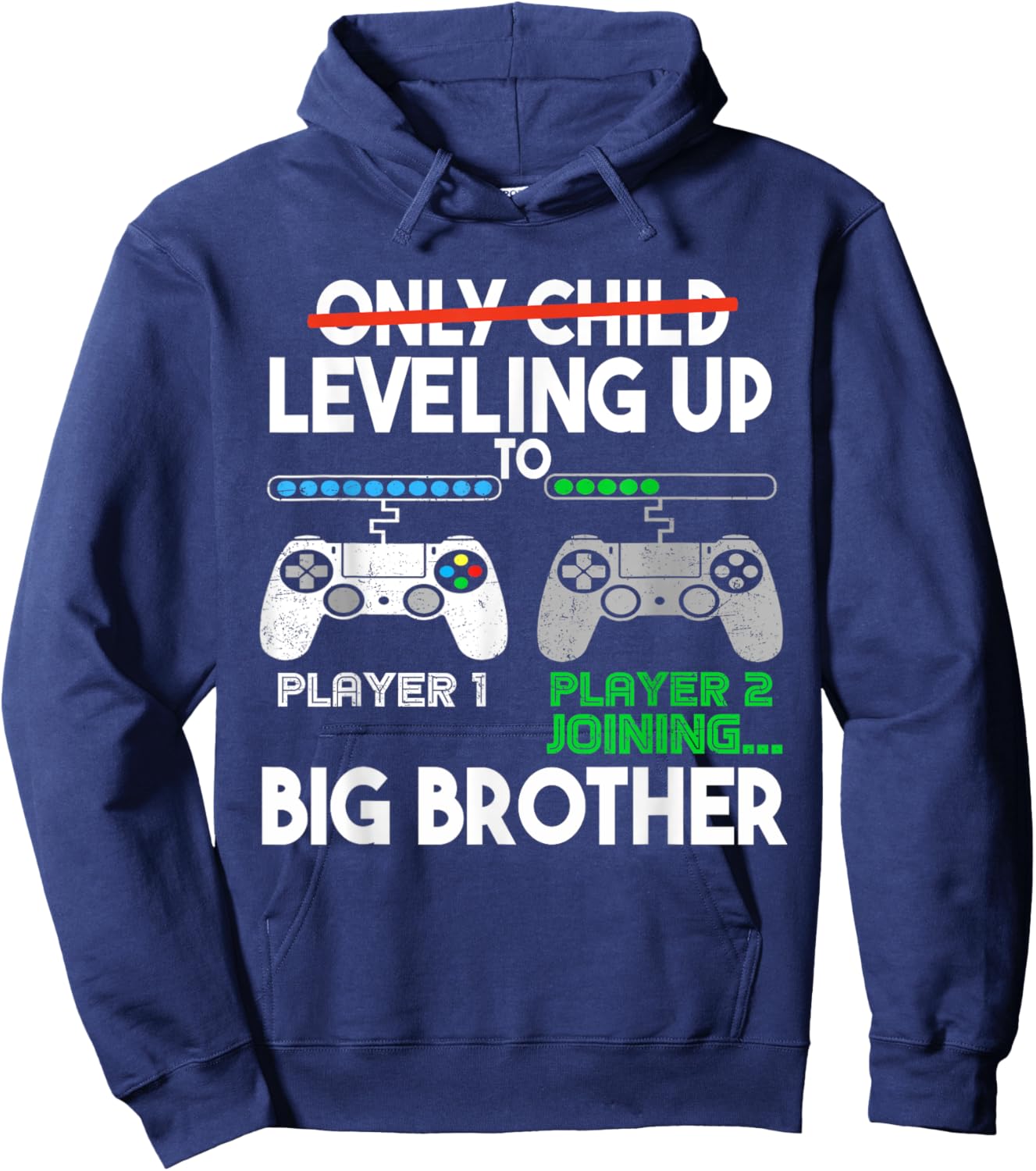 2024 Pregnancy Promoted Big Bro Leveling Up To Big Brother Hoodie - Hoodie | Navy
