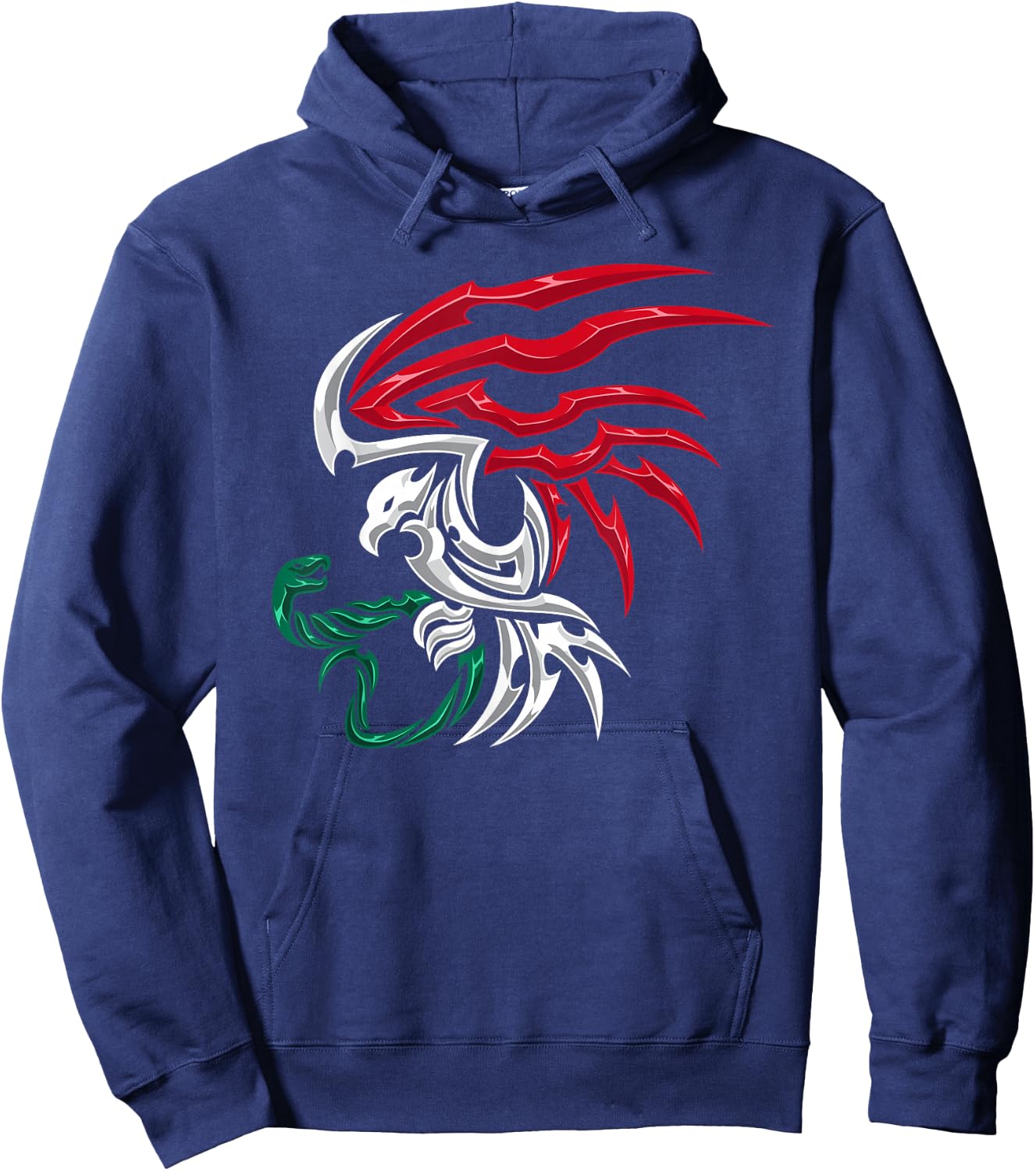Mexico Flag - Mexican Coat of Arms Tribal Style Hoodie - Hoodie | Navy