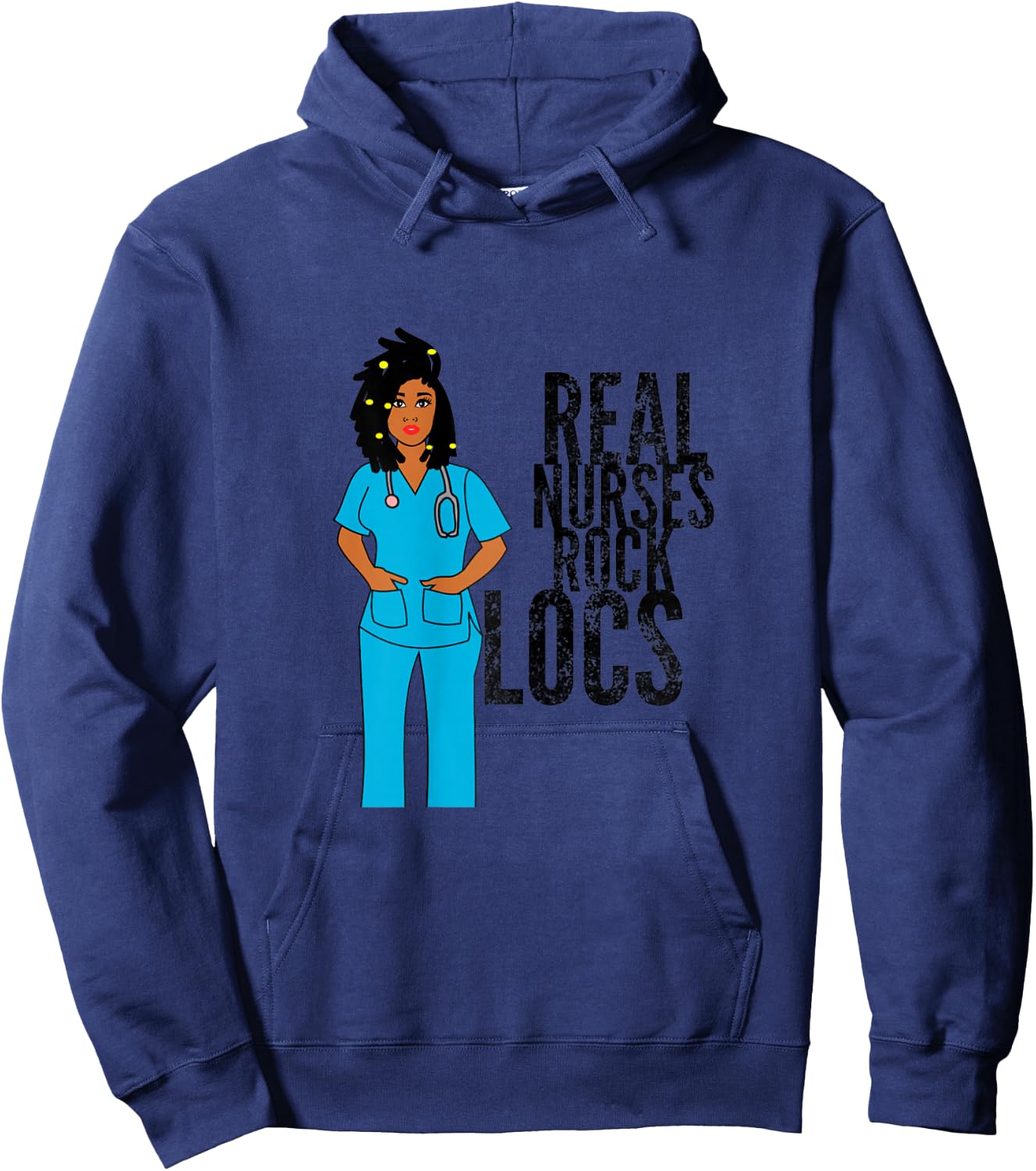 Black African American Nurse natural hair locs dreadlocks Hoodie - Hoodie | Navy