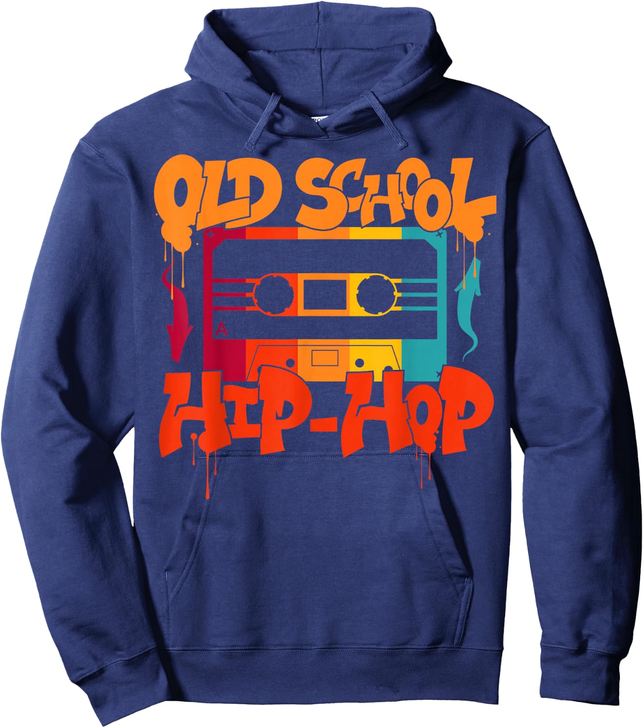 Retro Old School Hip Hop 80s 90s Graffiti Cassette Hoodie - Hoodie | Navy