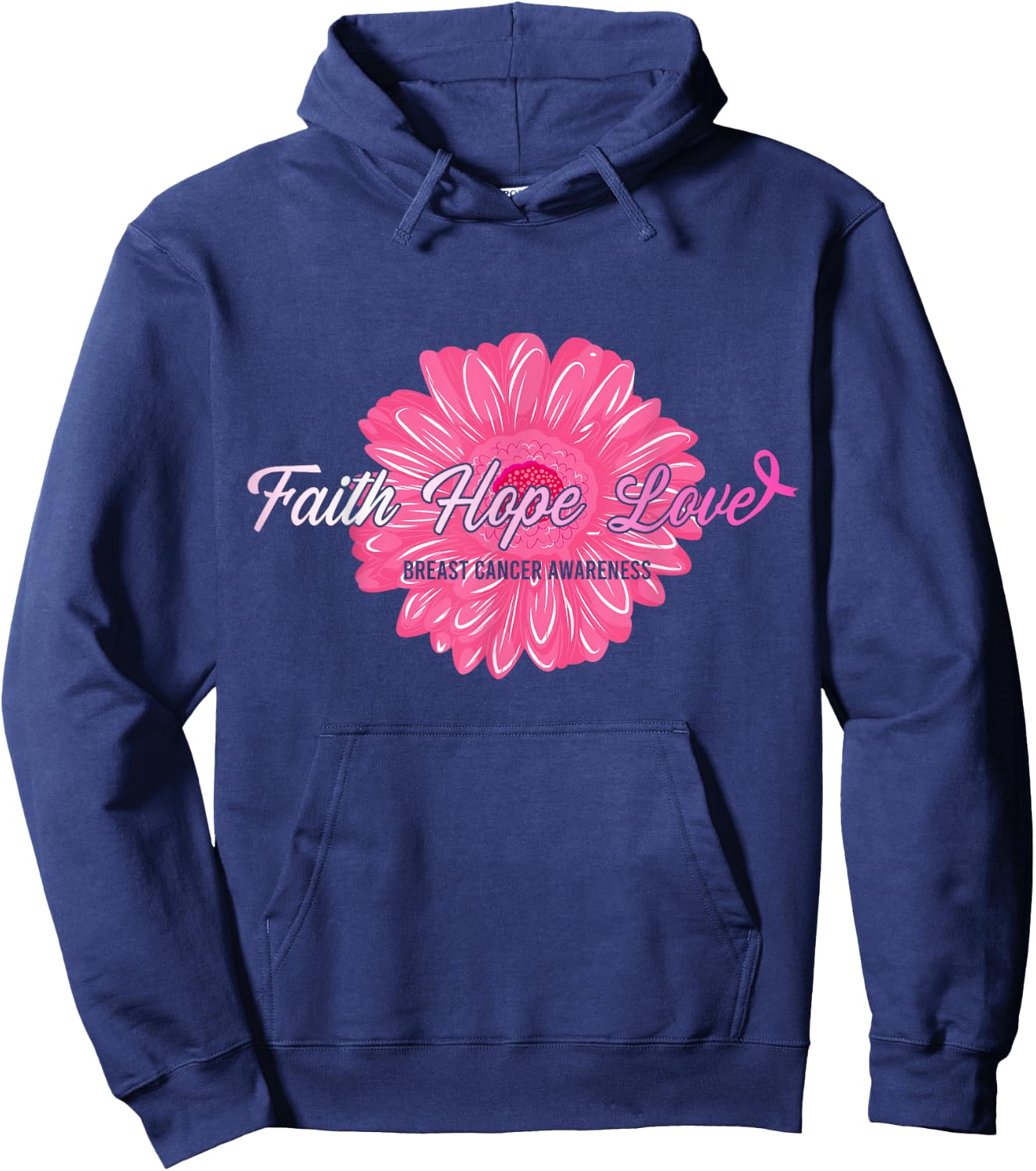 Faith Hope Love Inspirational Breast Cancer Awareness Gifts Hoodie - Hoodie | Navy