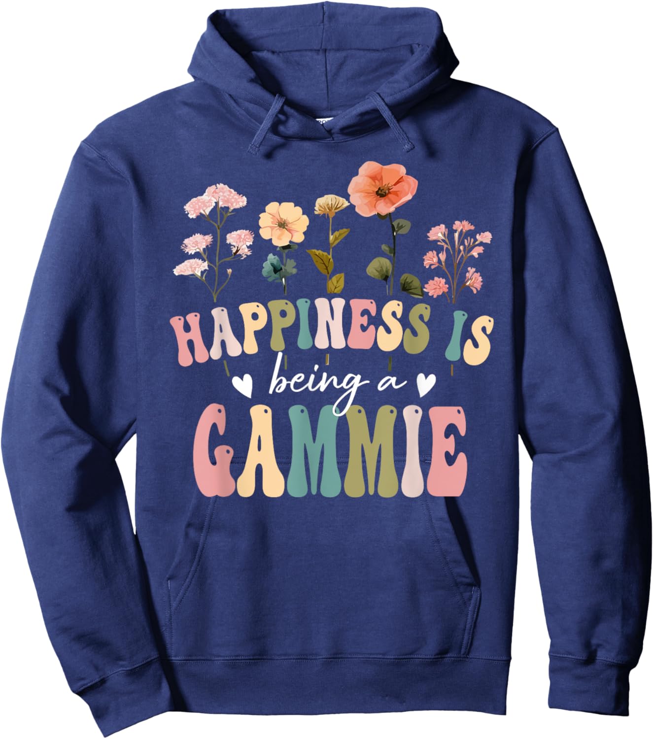 Happiness is Being a Gammie Floral Gammie Mother's Day Hoodie - Hoodie | Navy