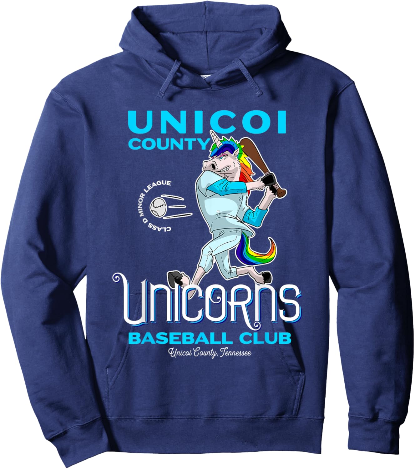 Unicoi County Unicorns Minor League Baseball Team Hoodie - Hoodie | Navy