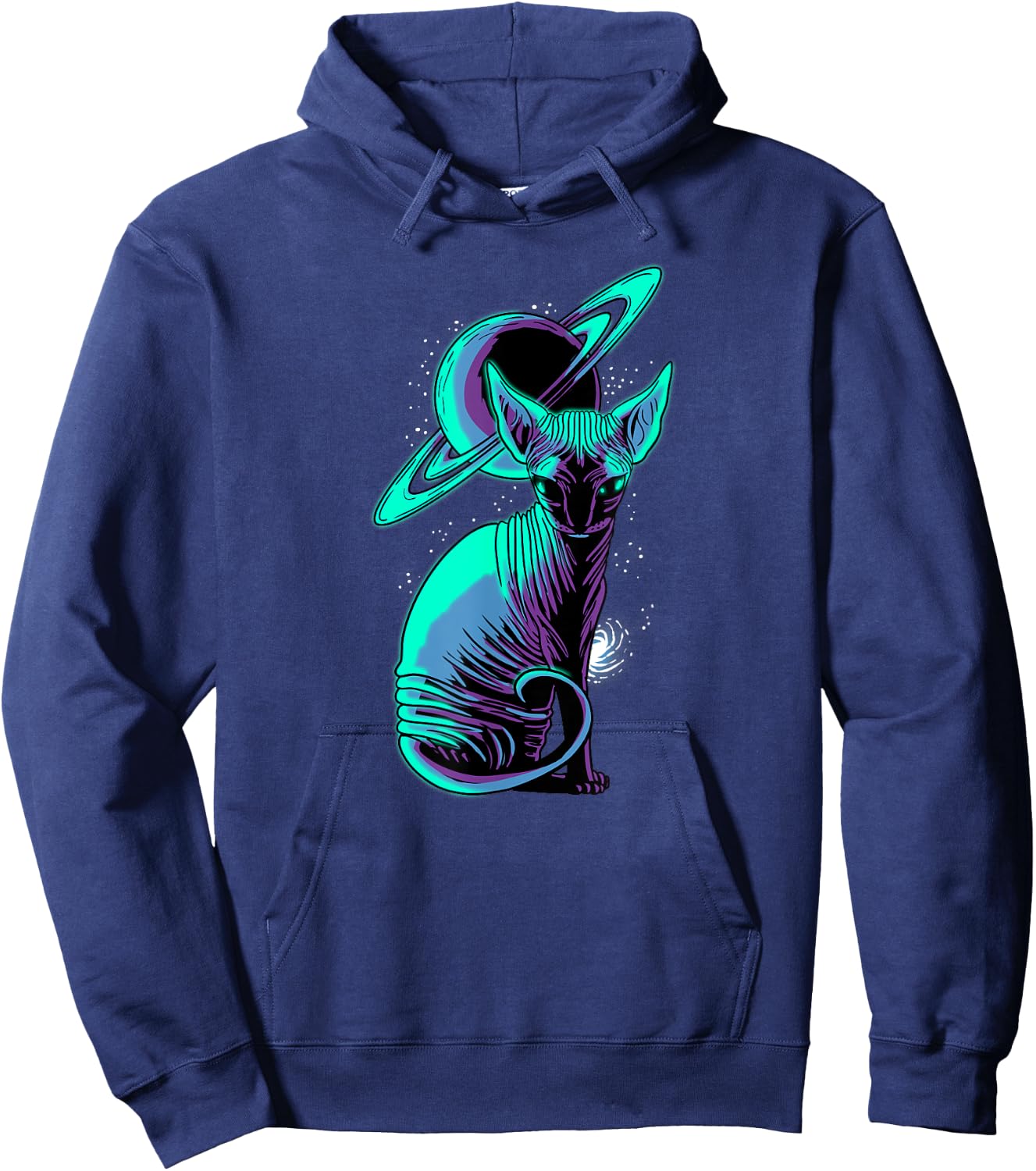 Galaxy Saturn Planet Sphynx Cool Cat Feline Cat Lover Gift Women Kids Hoodie - Hoodie | Navy