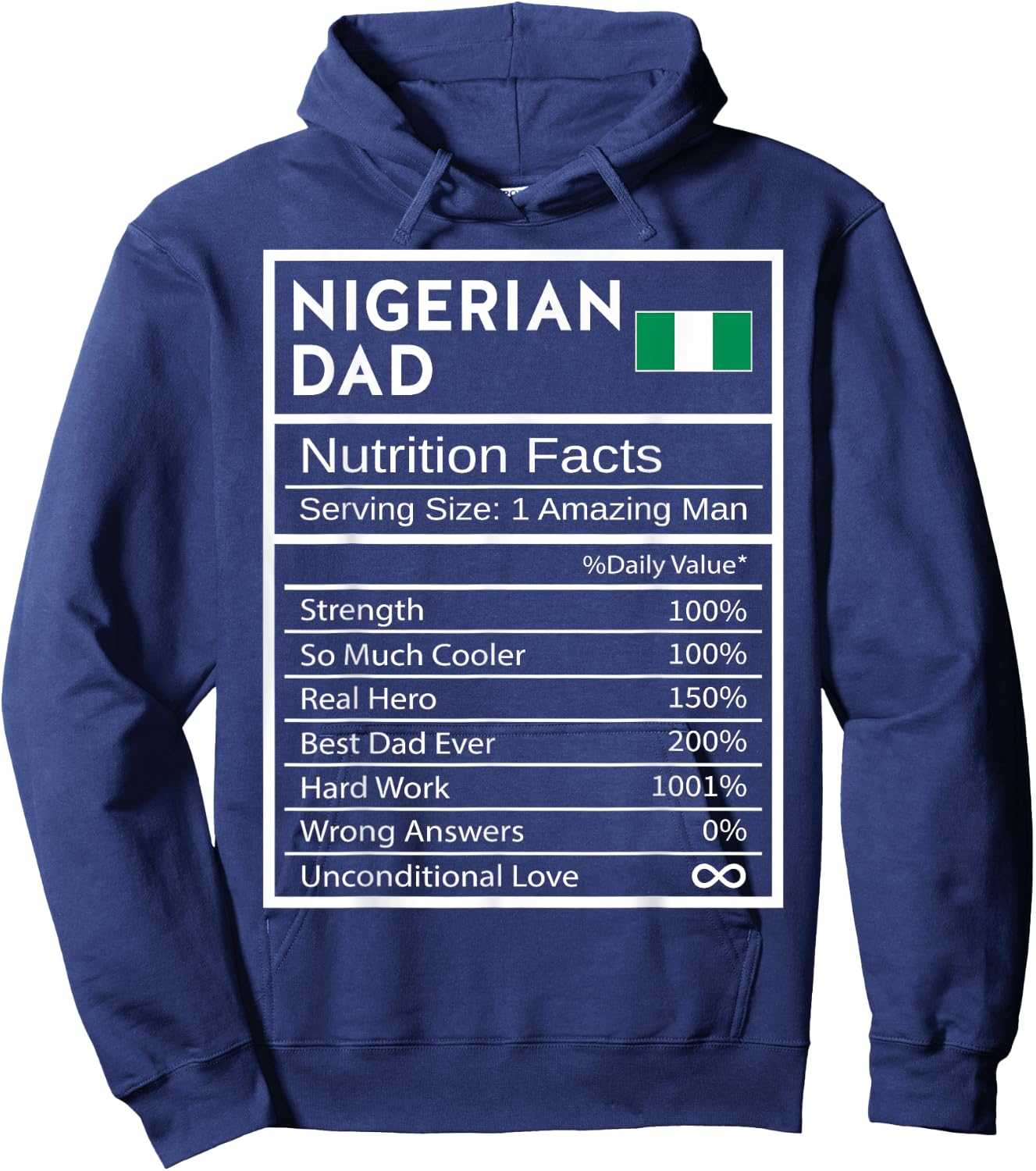 Nigerian Dad Nutrition Facts National Pride Gift Dad Hoodie - Hoodie | Navy