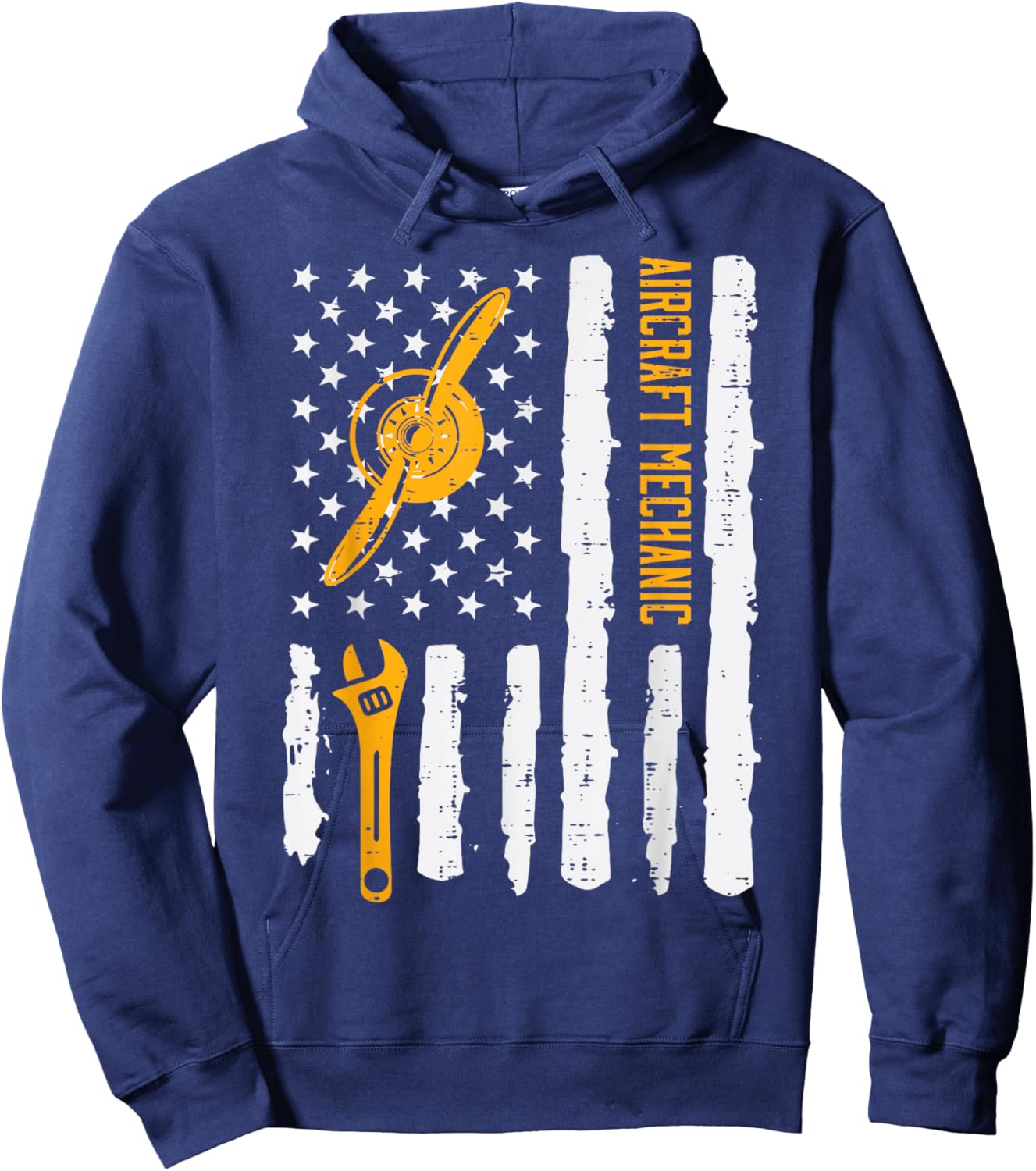Aircraft Mechanic US Flag 4th Of July Patriot Men Women Kids Hoodie - Hoodie | Navy