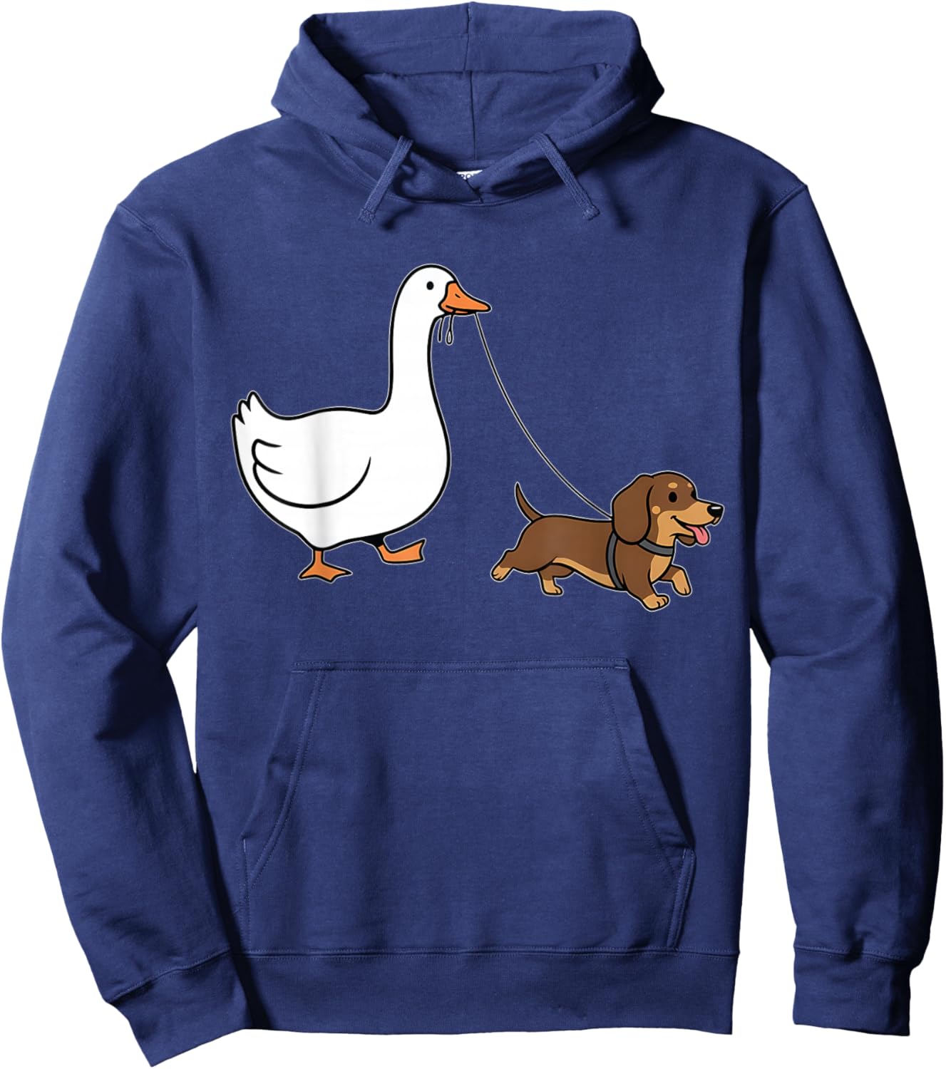 Funny Silly Goose Walking Dachshund Dog Animal Lover Women Hoodie - Hoodie | Navy