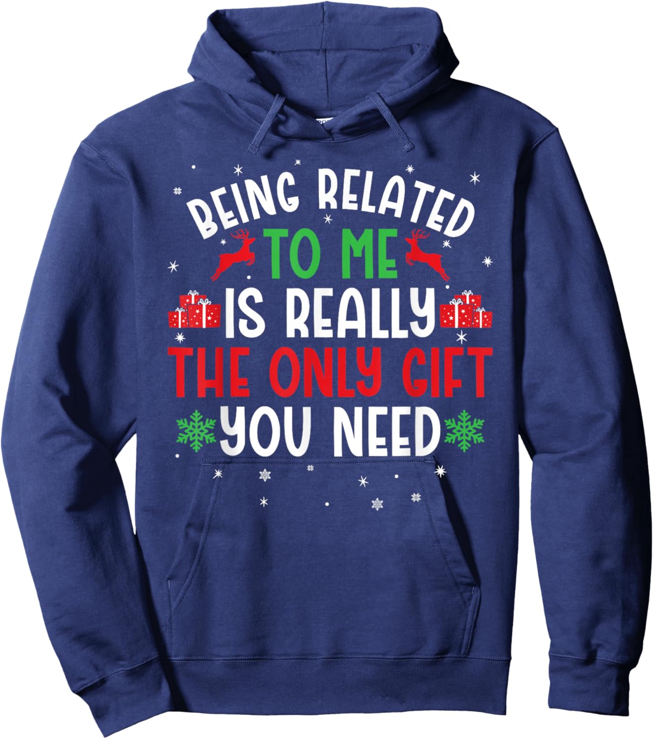 Being Related To Me Funny Christmas Family Kids Men Women Hoodie - Hoodie | Navy
