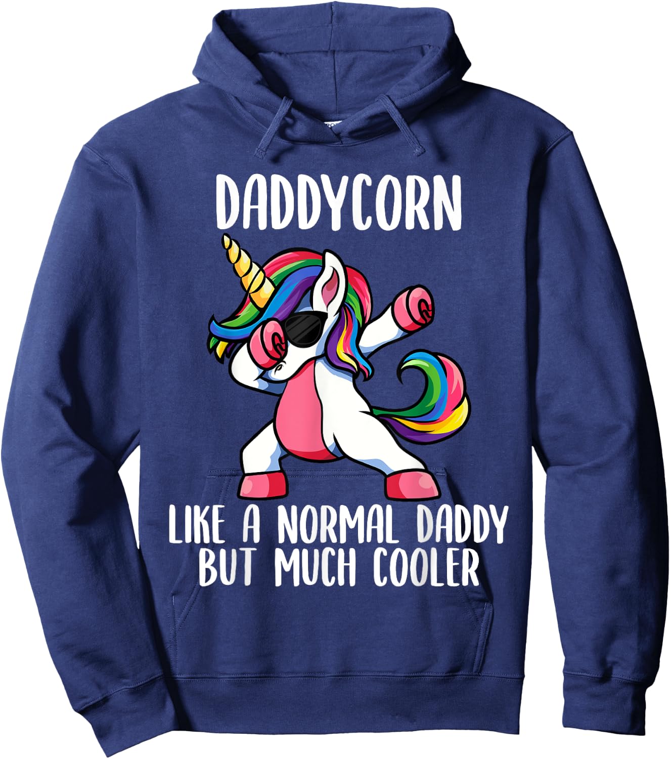 Unicorn Daddy Girl Birthday Party Apparel, DaddyCorn Cute Hoodie - Hoodie | Navy