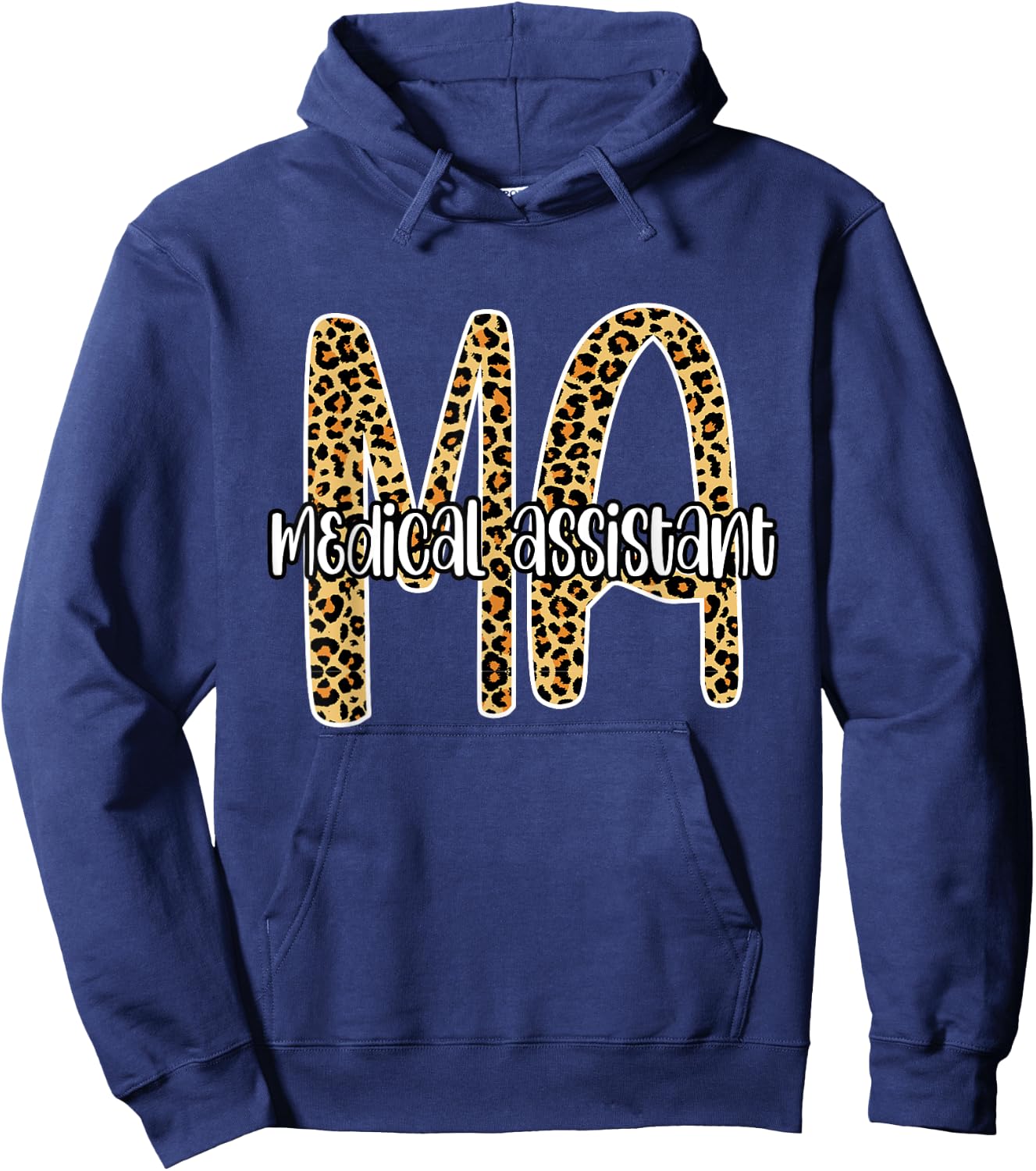 MA medical assistant , Leopard plaid Clinical nurse Gift Hoodie - Hoodie | Navy