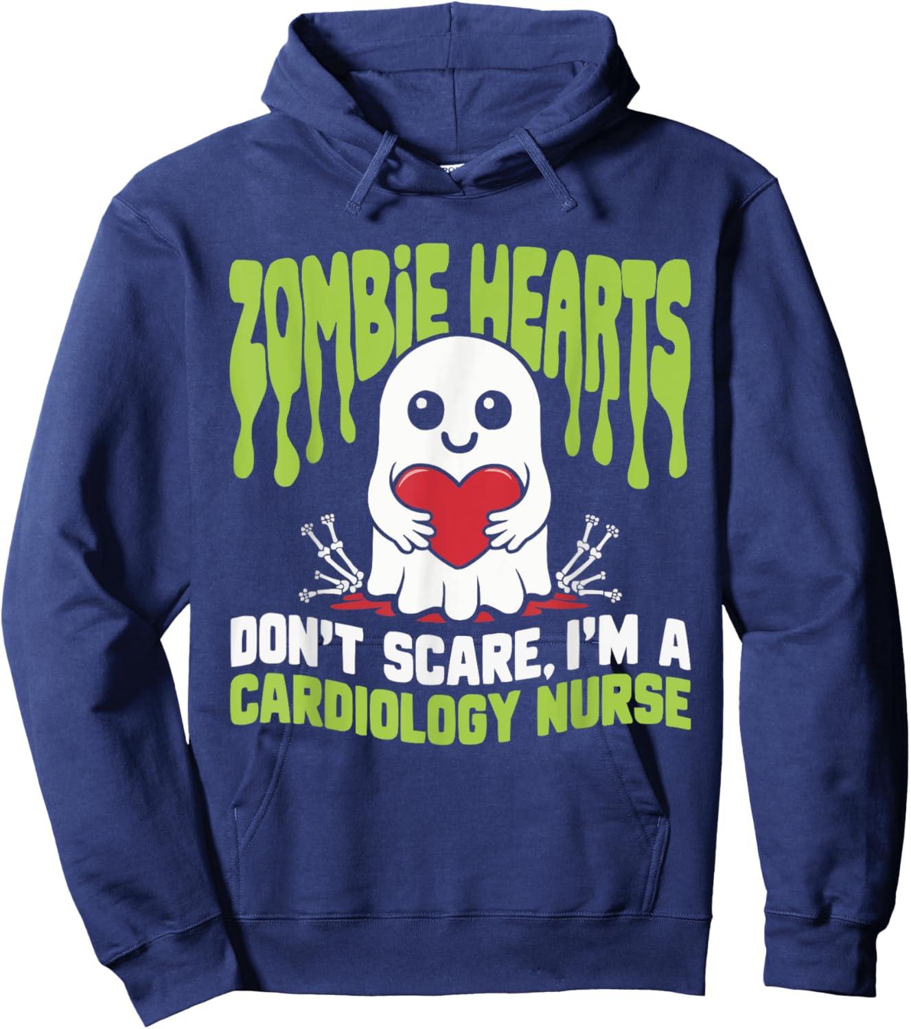 Cardiology Nurse Halloween Spooky Nursing Trick Or Treat Hoodie - Hoodie | Navy