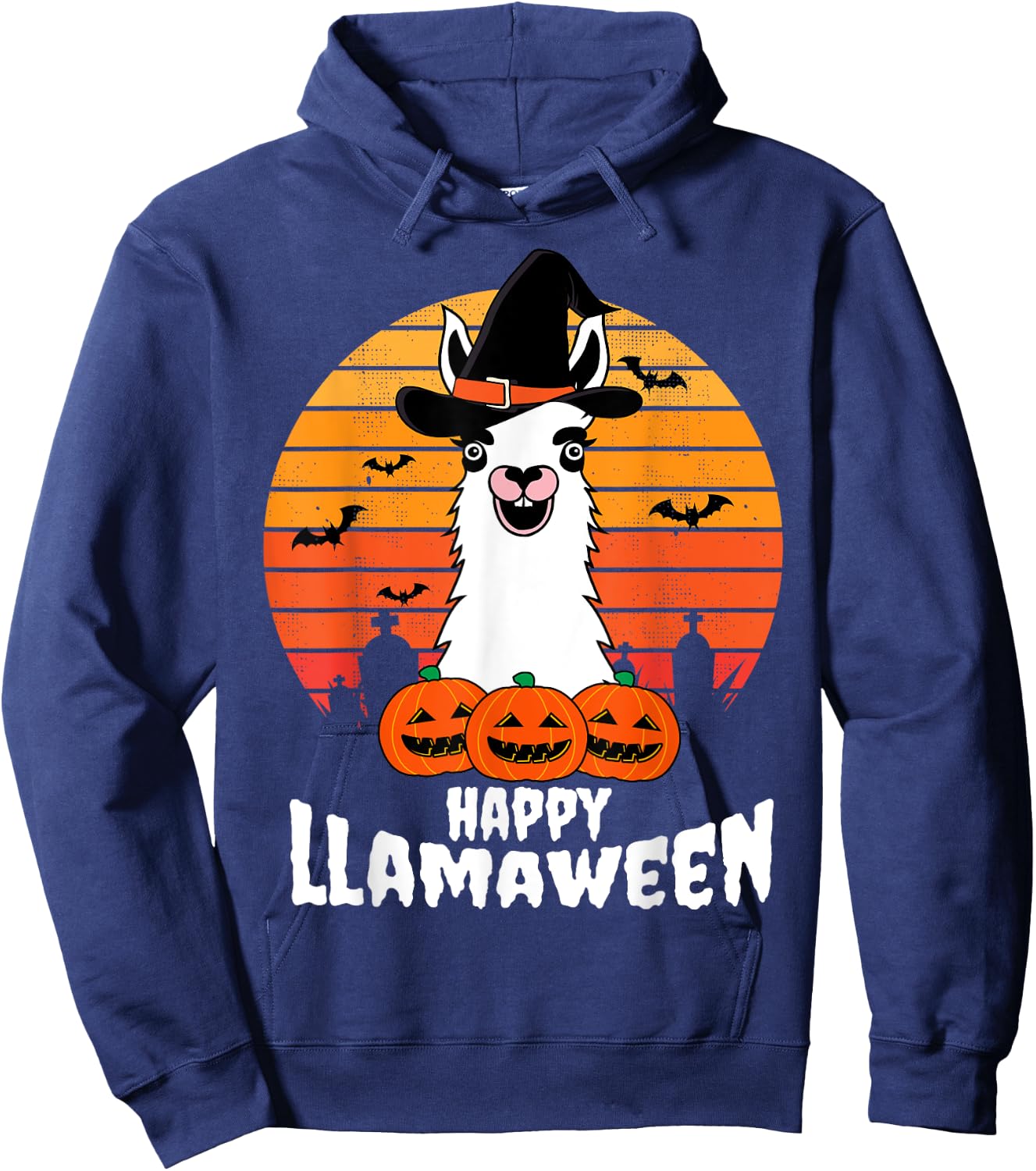 Happy Llamaween Llama Witch Costume Easy Halloween Gifts Hoodie - Hoodie | Navy