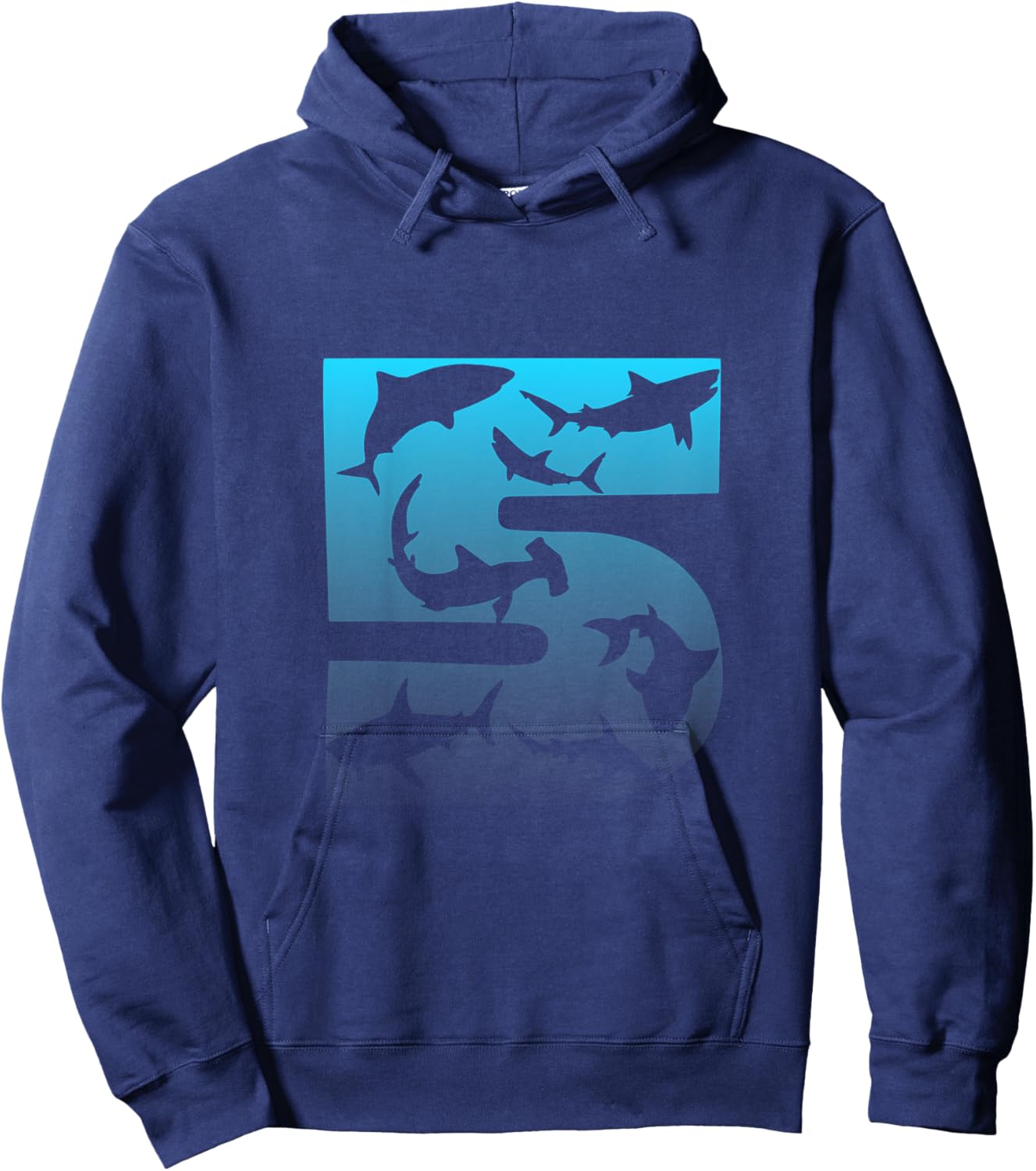 Kids Shark 5th Birthday Under Sea 5 Year Old Birthday Party Theme Hoodie - Hoodie | Navy