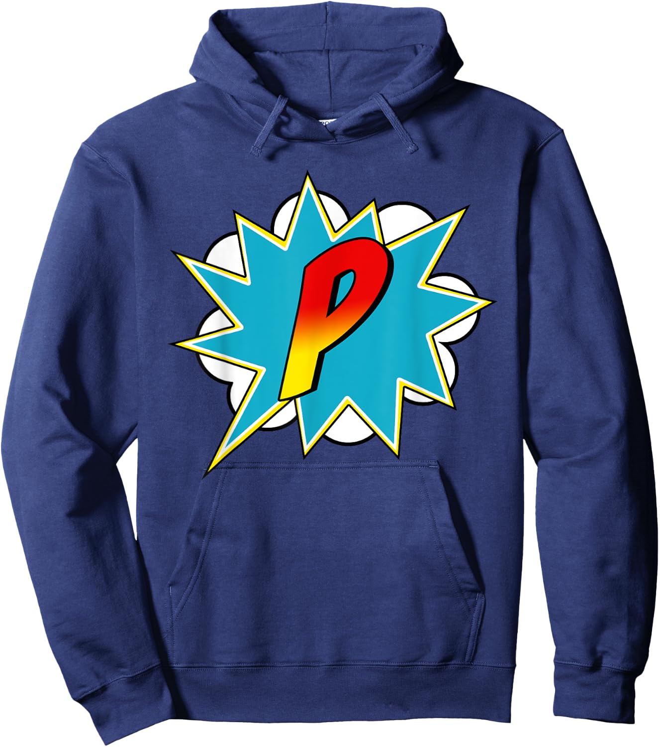 Letter P Superhero Name Comic Letter Retro Costume Hoodie - Hoodie | Navy