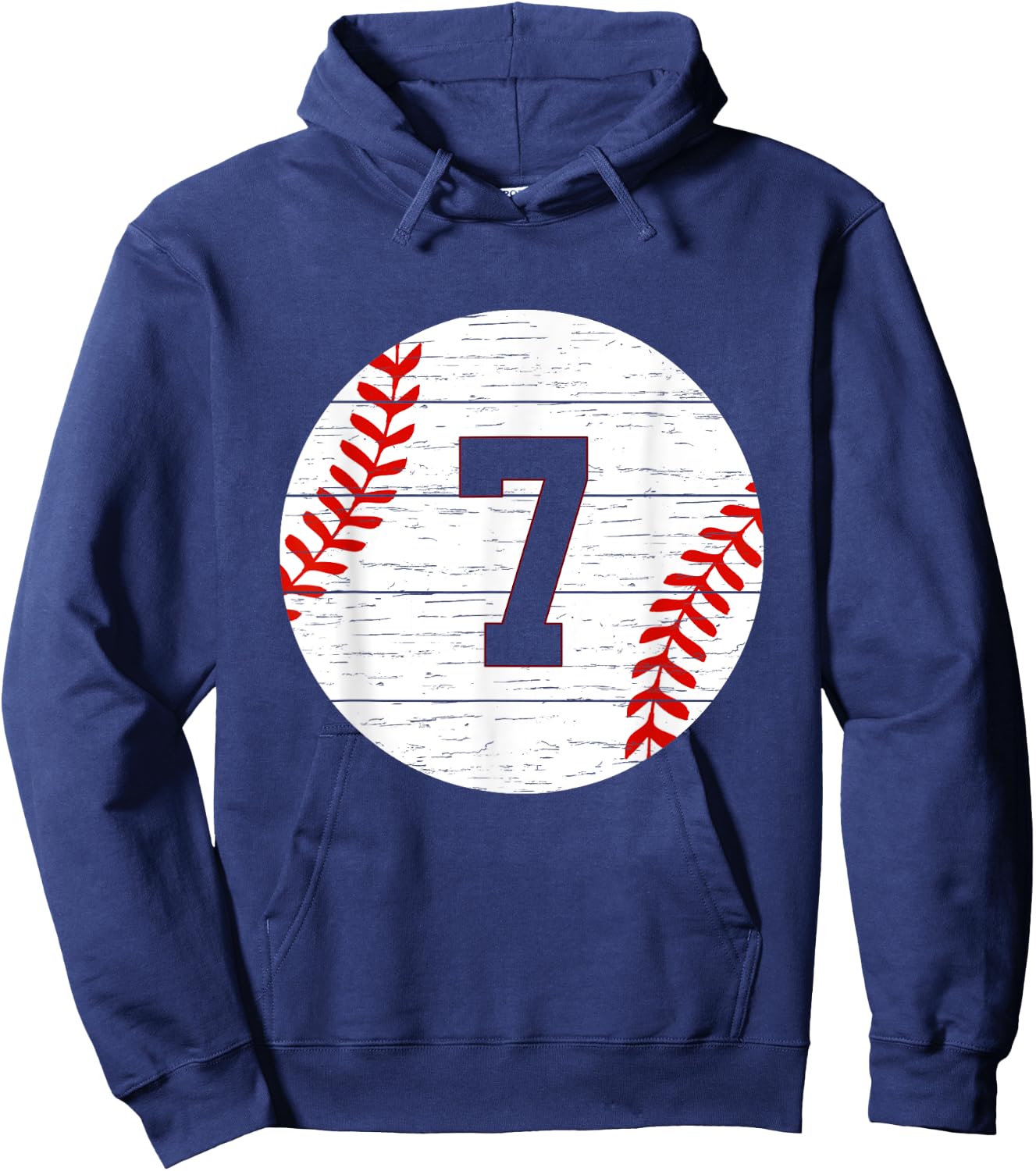 Baseball Number #7 Ball Vintage for Baseball Players Gift Hoodie - Hoodie | Navy