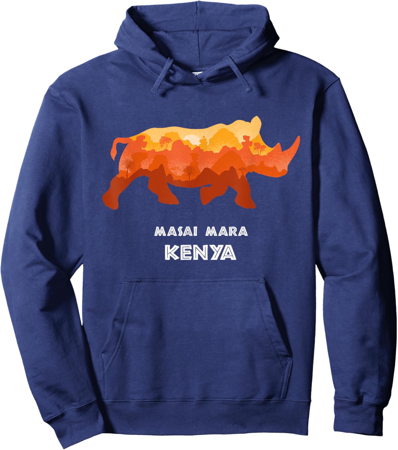 Masai Mara, Kenya Safari National Park Game Reserve Rhino Hoodie - Hoodie | Navy
