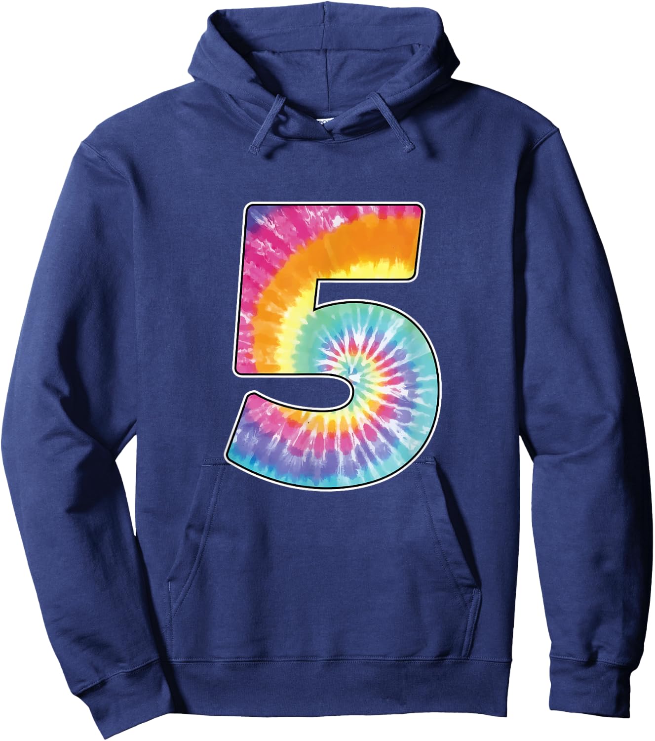 Number 5 Team Event Shirt or Age 5 Birthday Tie Dye Gift Hoodie - Hoodie | Navy