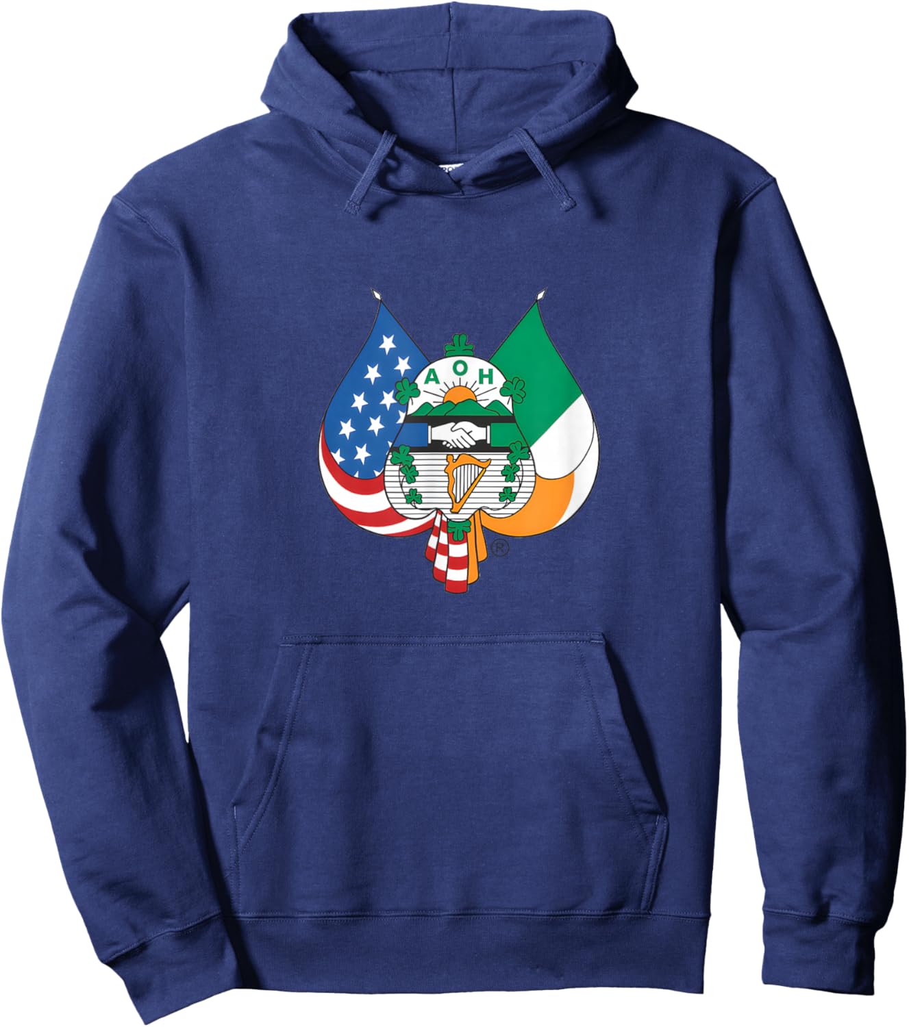 Order Of Hibernians AOH Crest Shamrocks Hoodie - Hoodie | Navy