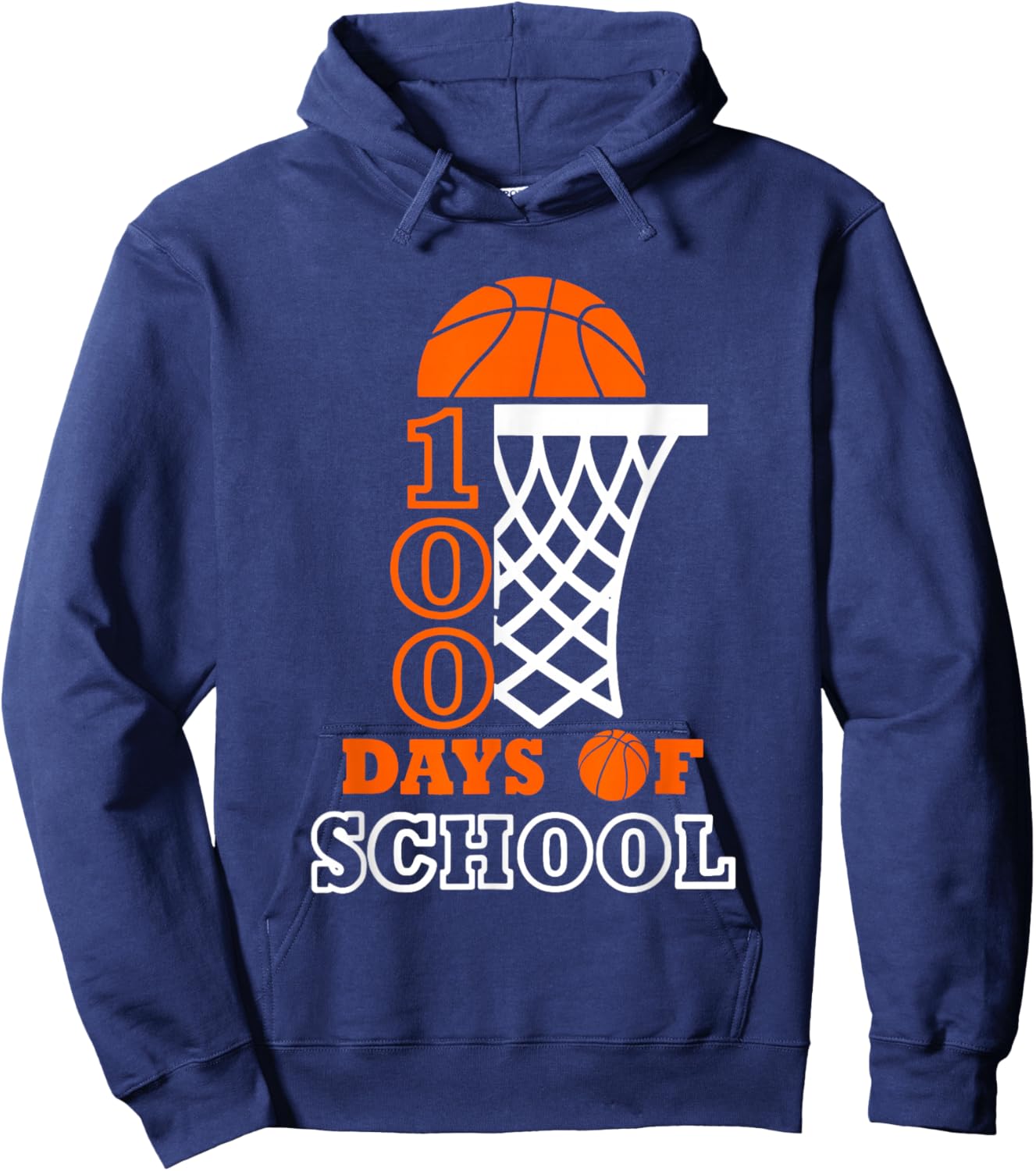 Basketball 100 Days Of School Sport 100th Day Balls Boys Kid Hoodie - Hoodie | Navy