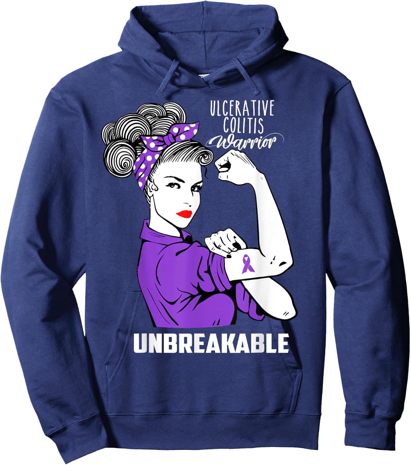 Ulcerative Colitis Warrior Unbreakable Shirt Awareness Gift Hoodie - Hoodie | Navy