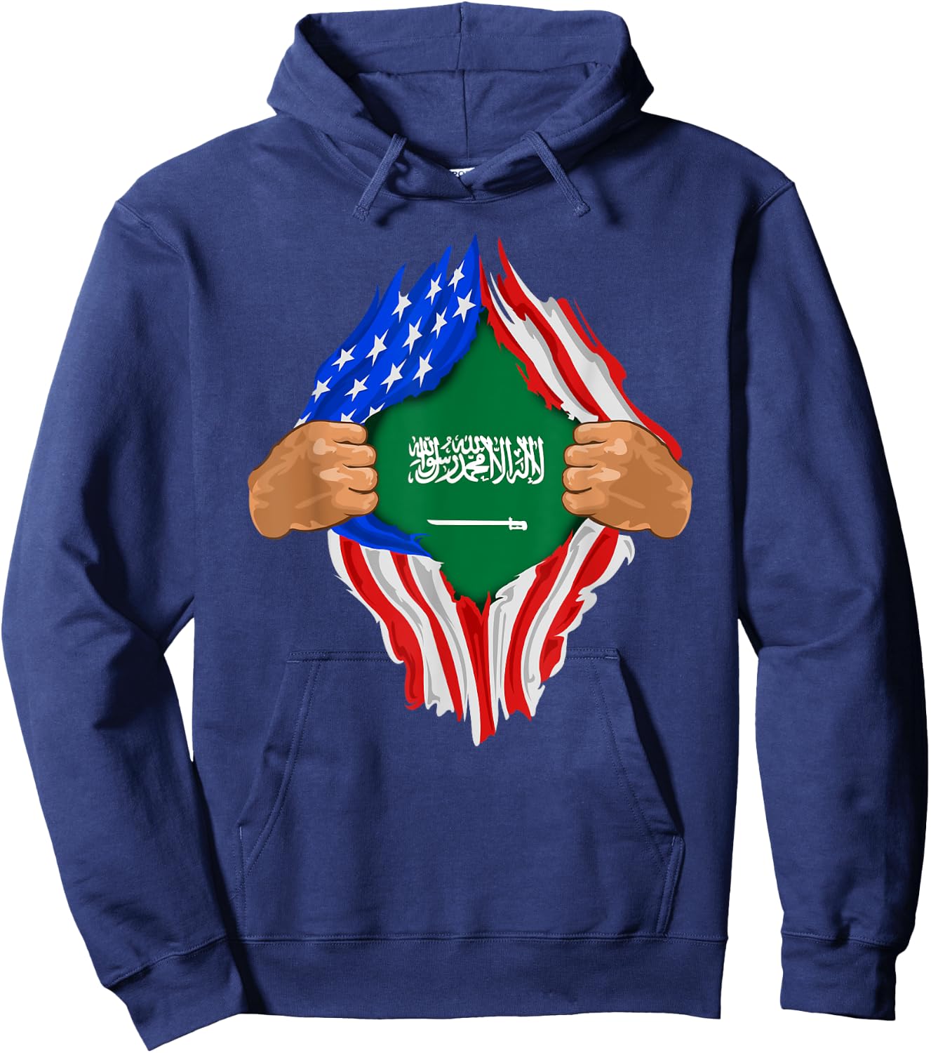 Saudi Arabian Blood Inside Me Shirt | Saudi Arabia Flag Gift Hoodie - Hoodie | Navy