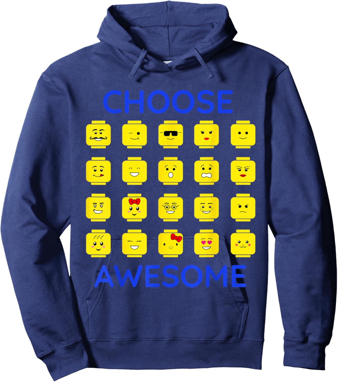 Choose Awesome Building Brick Faces Plastic Blocks Heads Hoodie - Hoodie | Navy