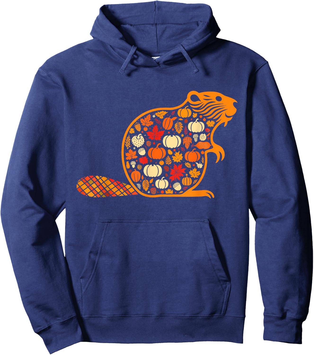 Autumn Pumpkin Fall Beaver Thanksgiving Kids Hoodie - Hoodie | Navy