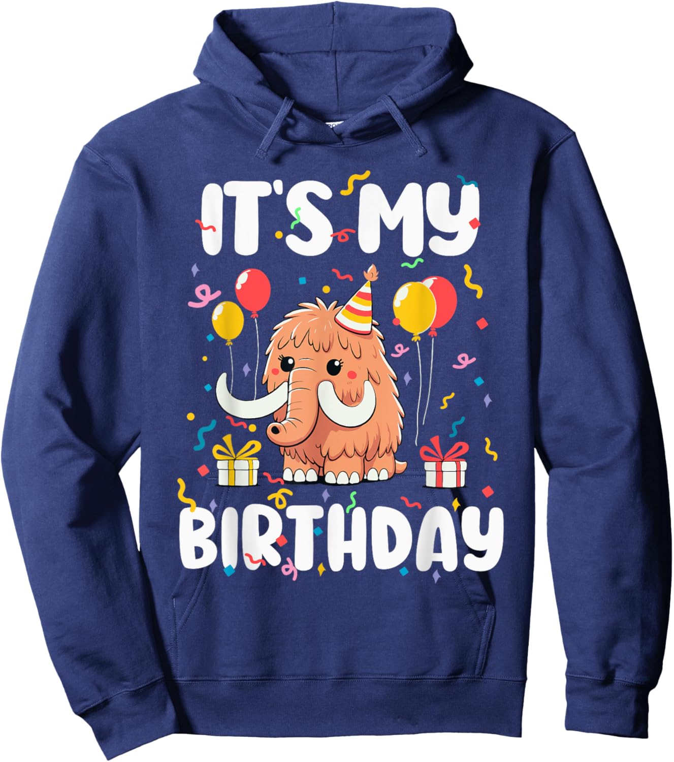 It's My Birthday Shirt Kids Boys Girls Woolly Mammoth Hoodie - Hoodie | Navy