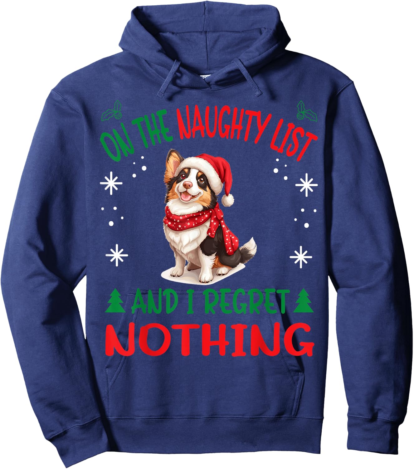 Cute Cardigan Welsh Corgi Dog Christmas On The Naughty List Women Hoodie - Hoodie | Navy