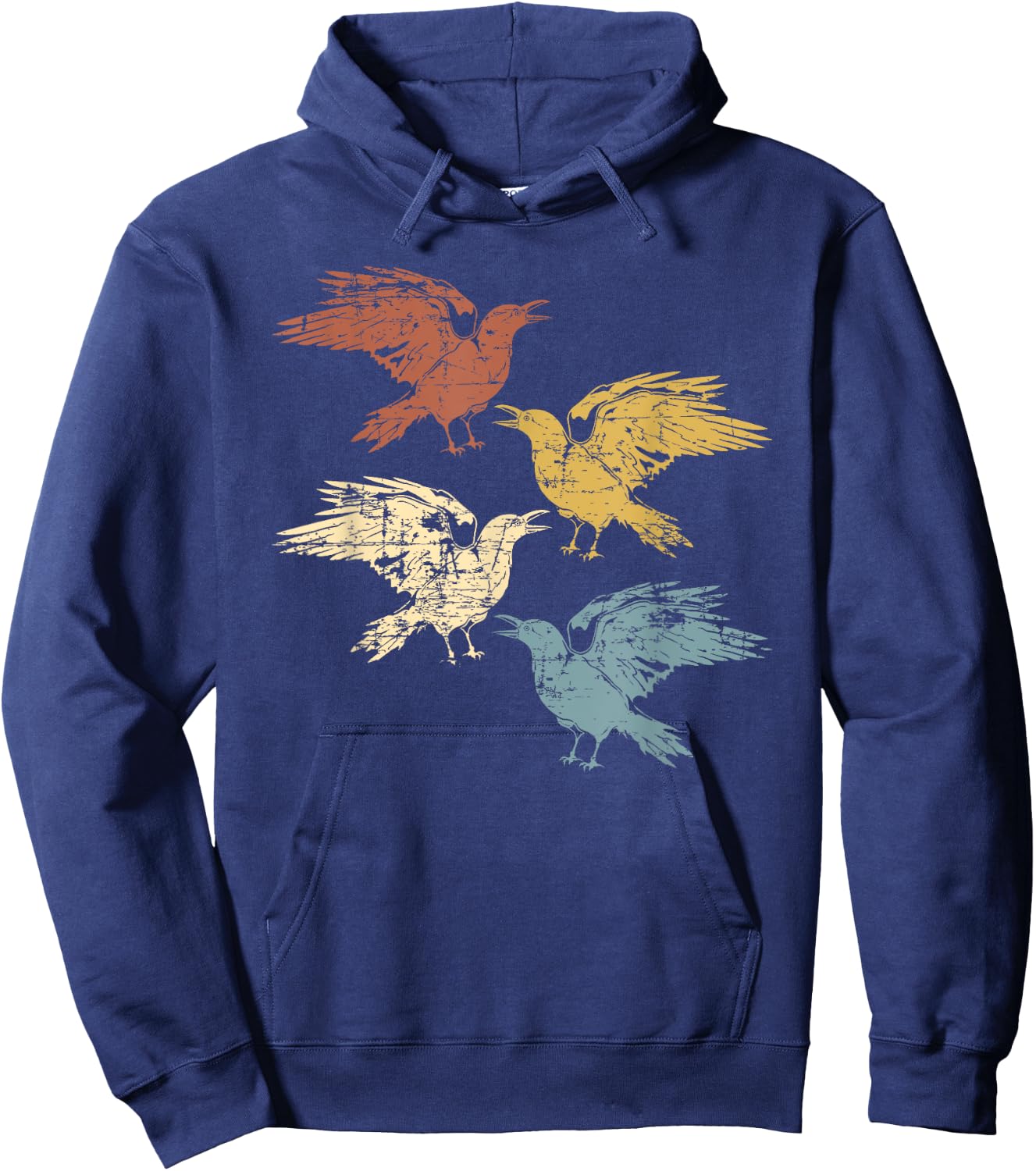 Black Crow Forest Animal Bird Gothic Spooky Retro Raven Hoodie - Hoodie | Navy