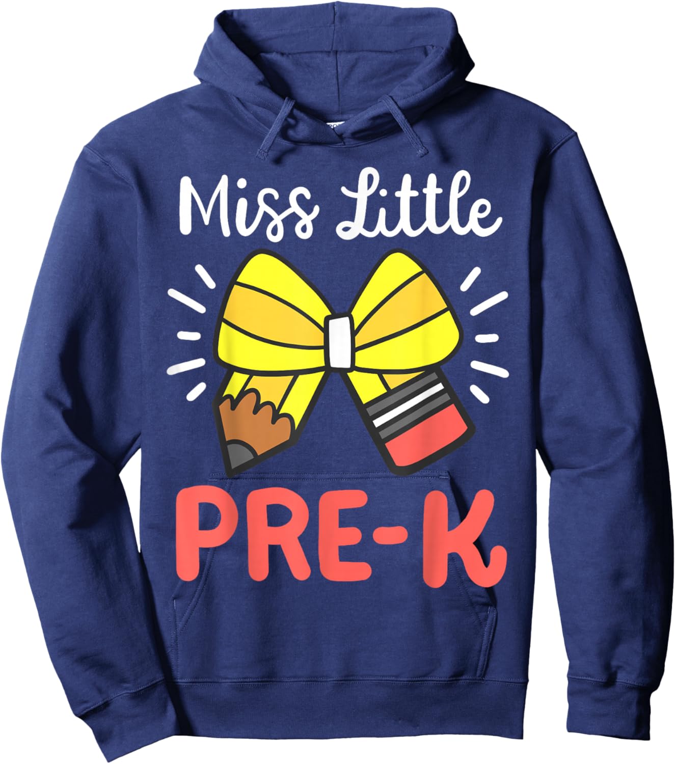 Little Miss Pre K Pencil Bow Back To School Girls Toddlers Hoodie - Hoodie | Navy
