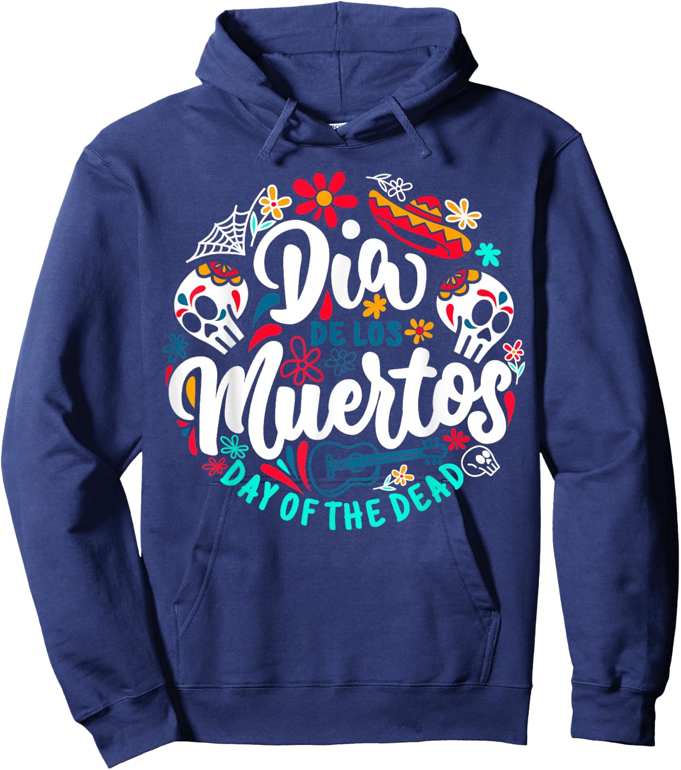 Day of the Dead Dia de los Muertos Sugar Skull Halloween Hoodie - Hoodie | Navy