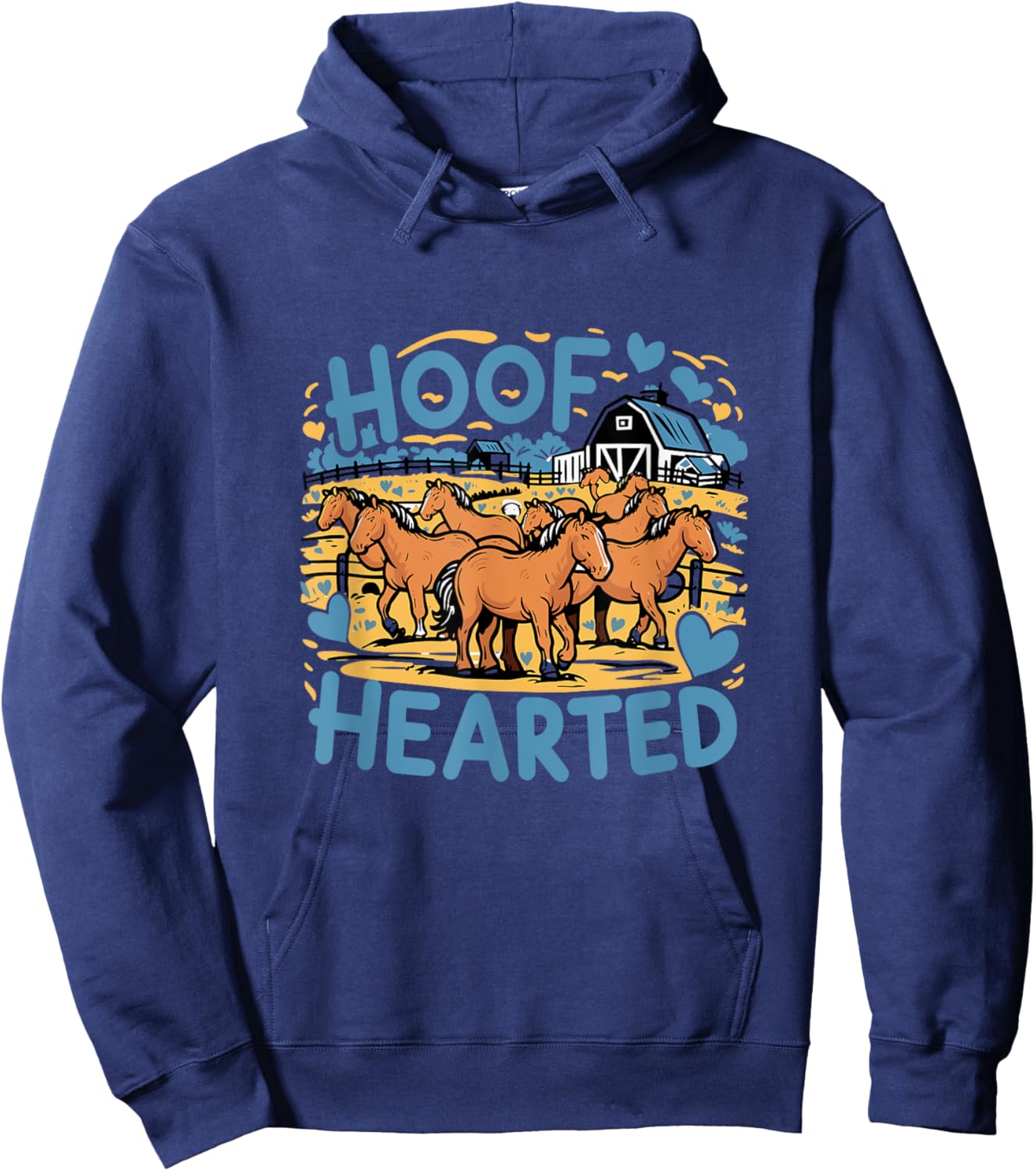 Hoof Hearted Funny Horse Lover Cowboy Humor Graphic Hoodie - Hoodie | Navy