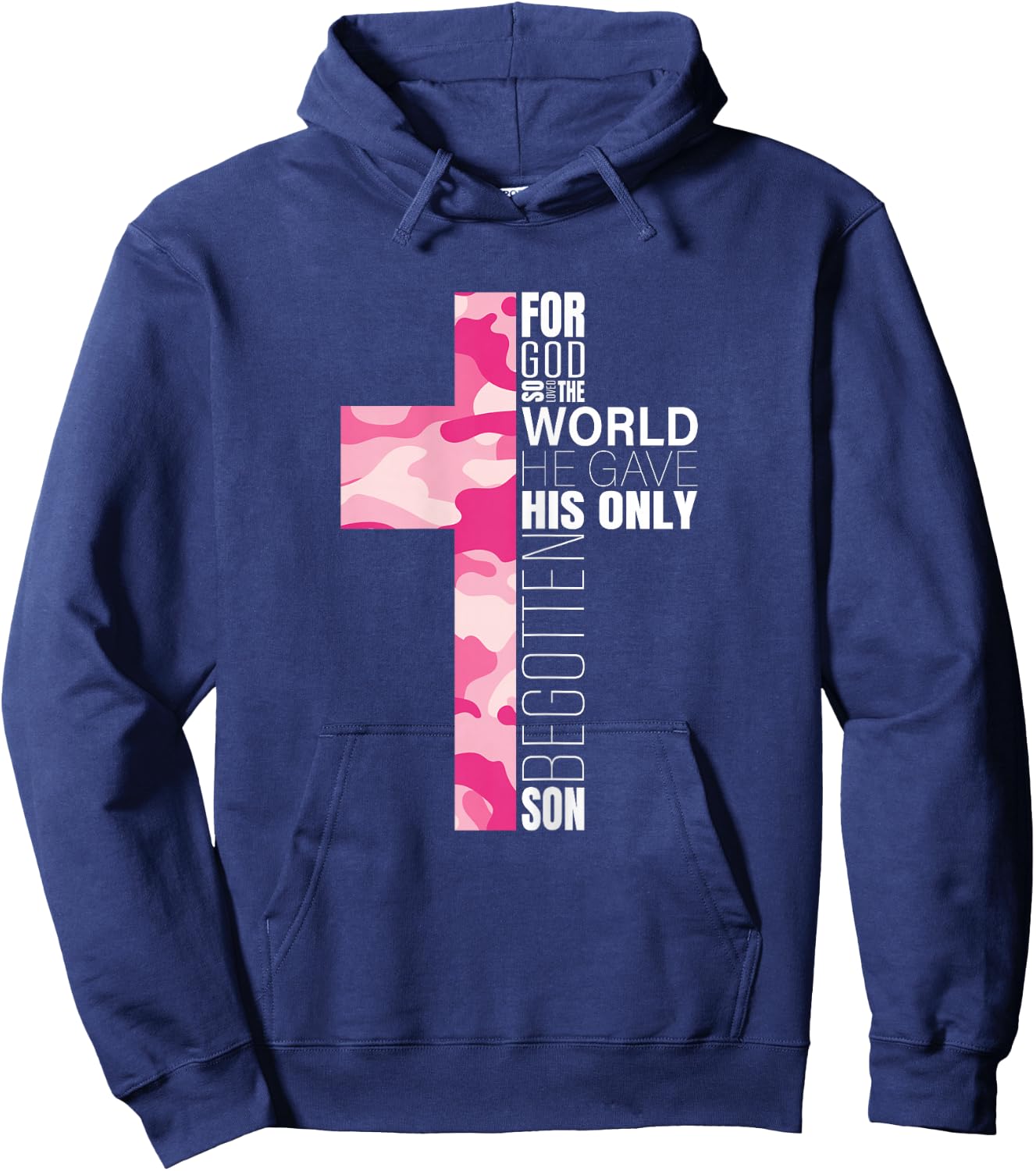 Cute Pink Camo Christian Cross Verse Gifts Women Teen Girls Hoodie - Hoodie | Navy