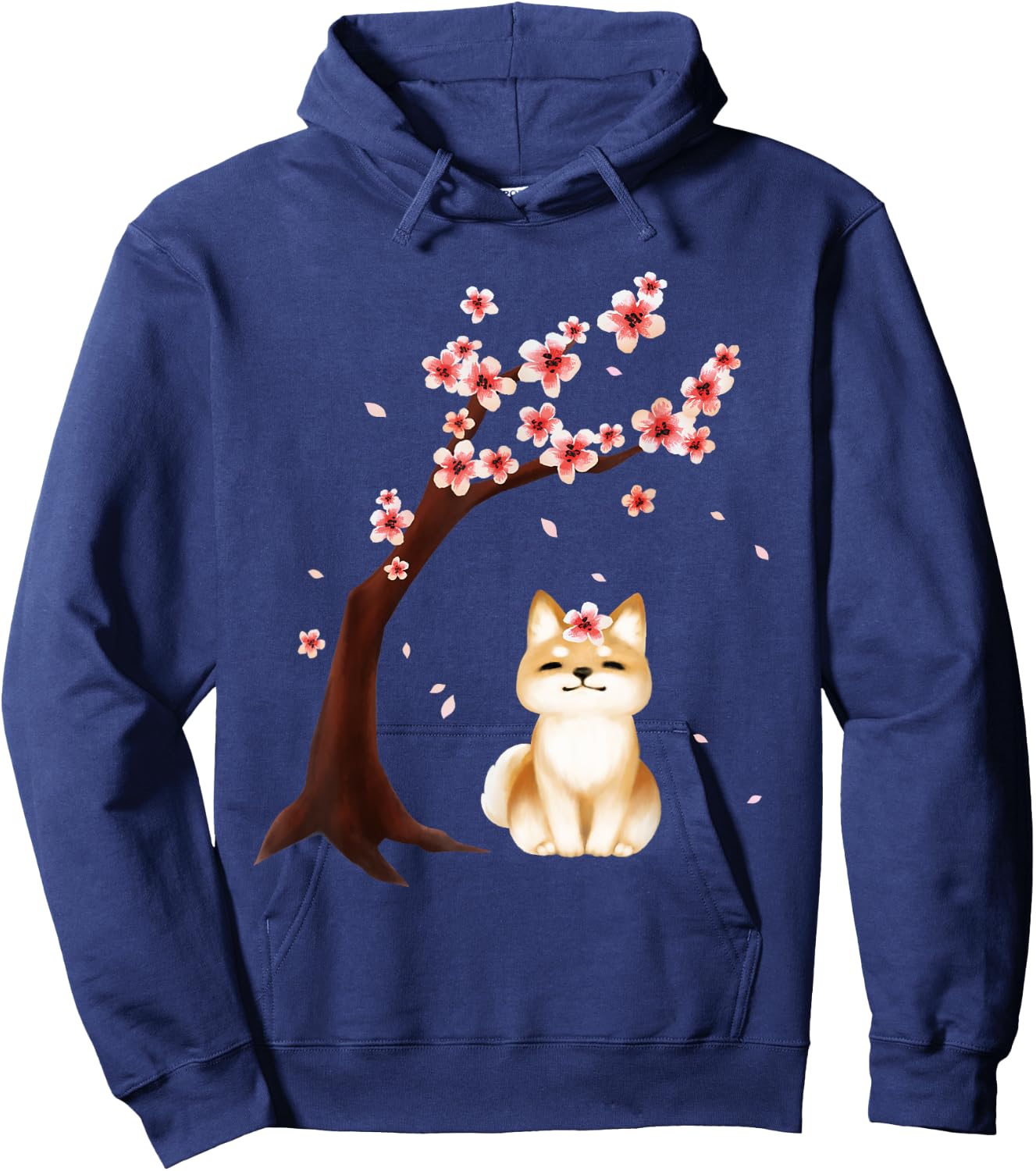 Shiba Inu Dog Japanese Cherry Blossom Sakura Flower Women Girls Kids Hoodie - Hoodie | Navy