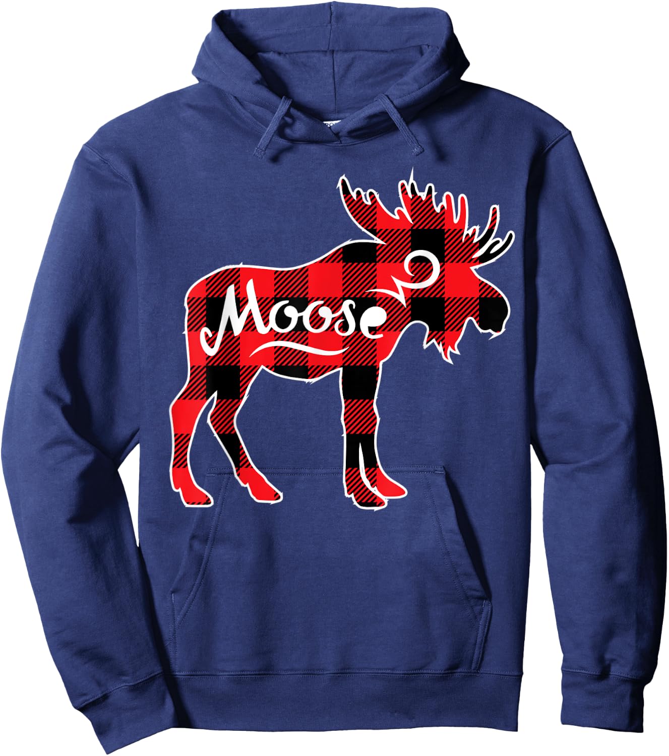 Moose Red Buffalo Plaid Matching Pajama Family Gift Hoodie - Hoodie | Navy