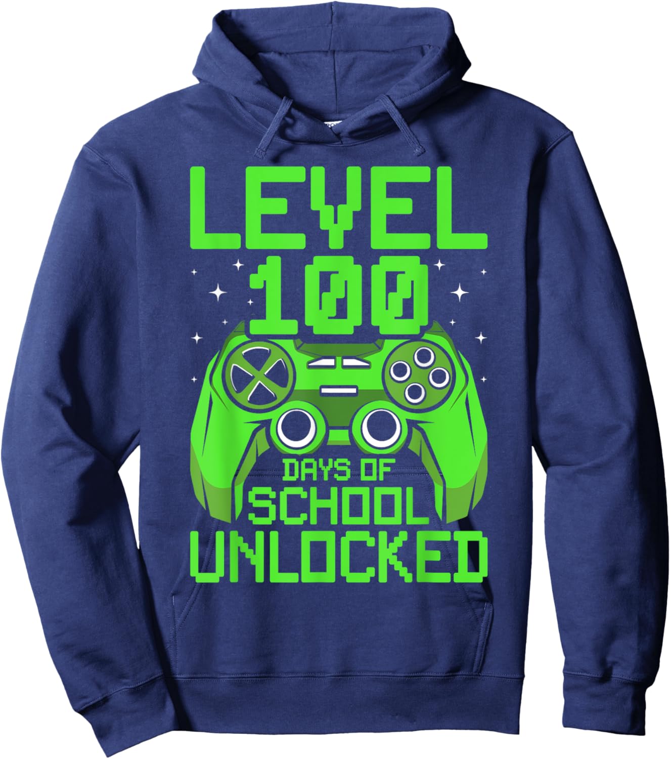 100th Day of School Boys Level 100 Days of School Unlocked Hoodie - Hoodie | Navy