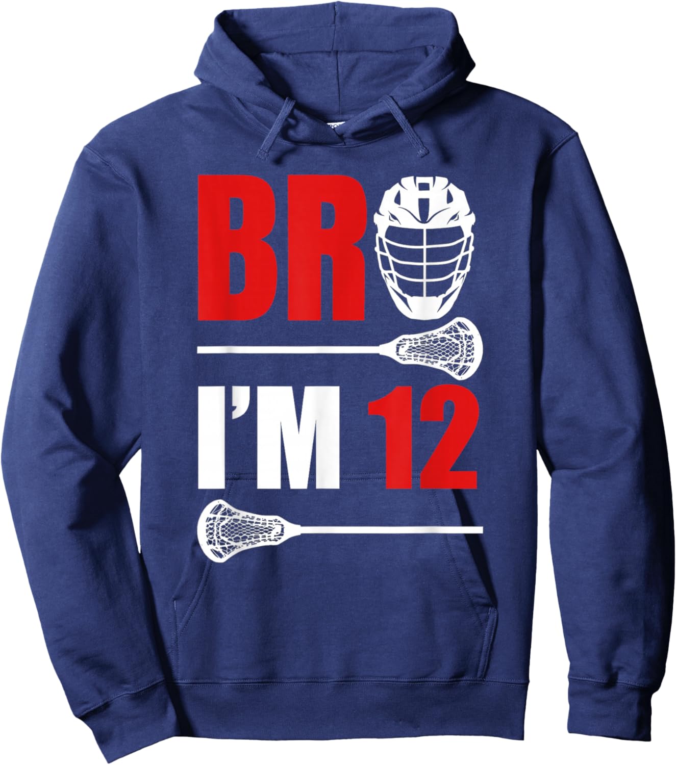 12th Birthday Shirt Boy Bro I'm 12 Year Old Lacrosse Theme Hoodie - Hoodie | Navy