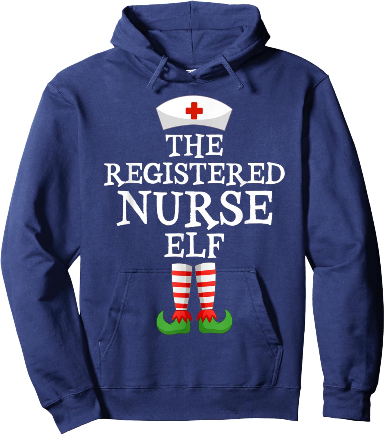 Xmas Matching Ugly Xmas Sweater The Registered Nurse Elf Hoodie - Hoodie | Navy