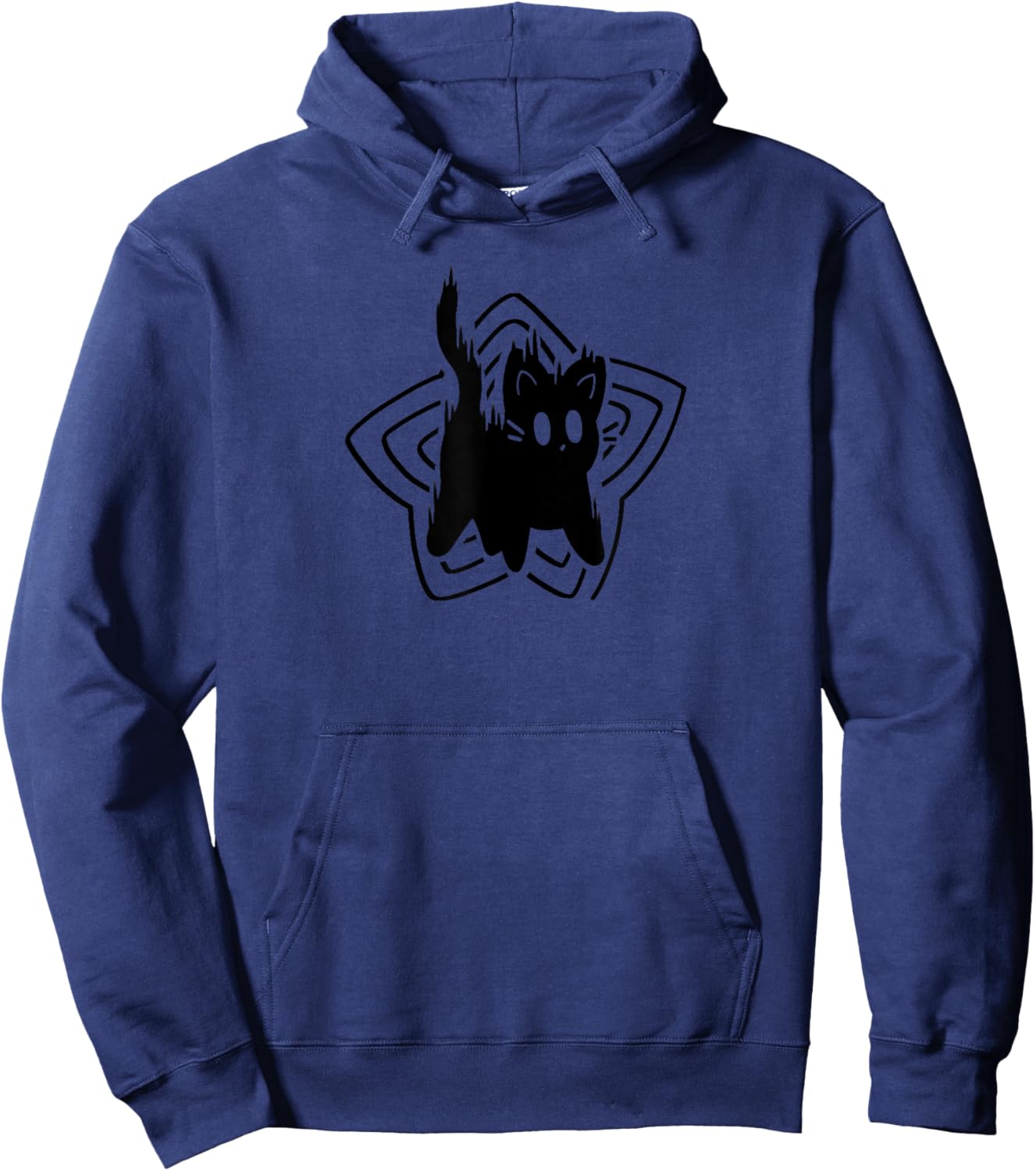 Y2K 90s Cute Scary Scared Cat Tomcat Hoodie - Hoodie | Navy
