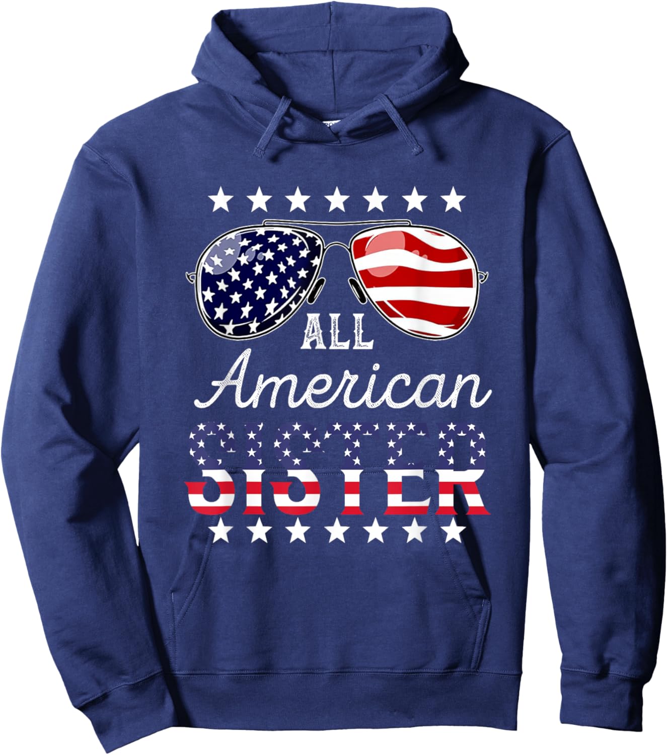 All American Sister 4th of July Sunglasses Family Hoodie - Hoodie | Navy